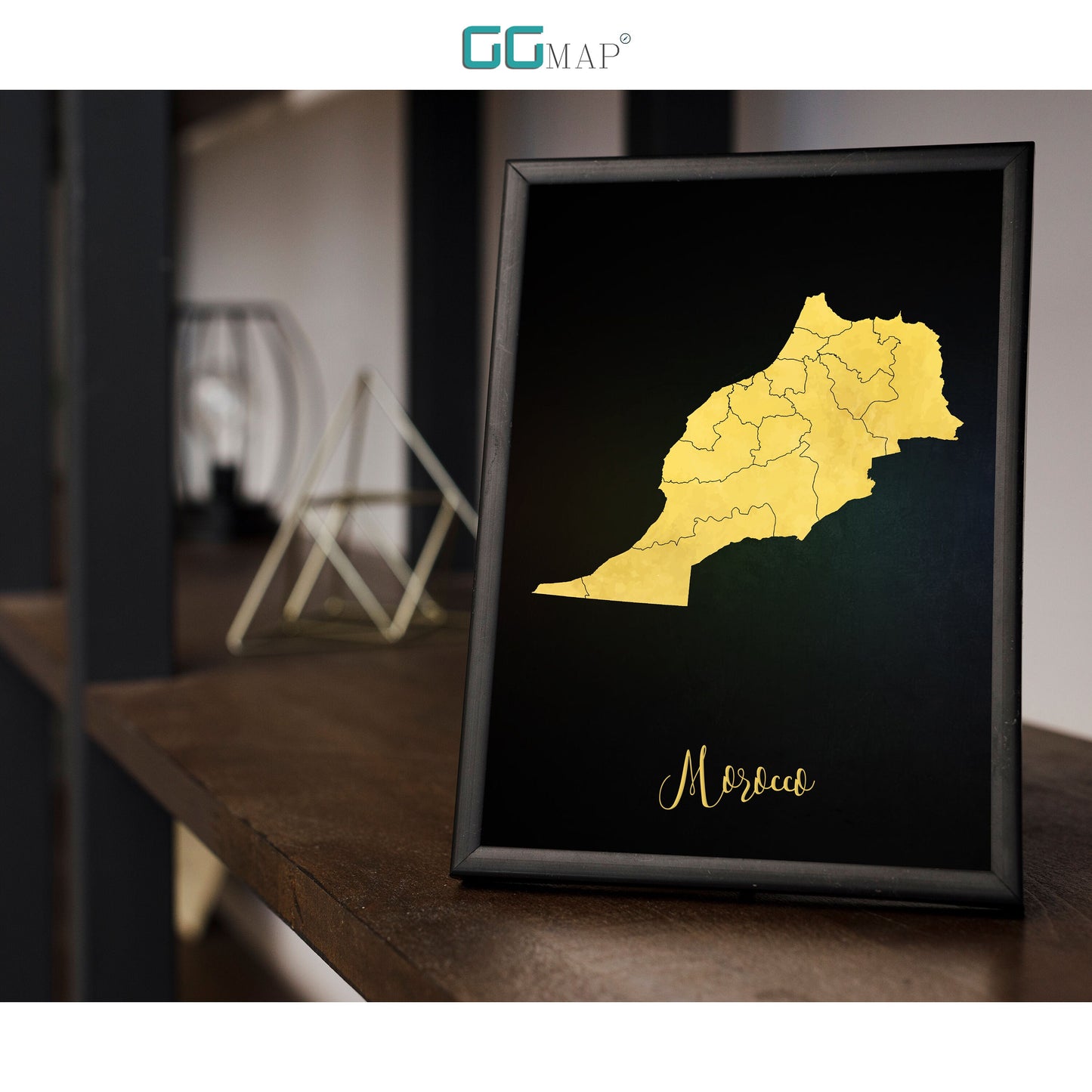 MOROCCO map - Morocco gold map - Travel poster - Home Decor - Wall decor - Office map - Morocco gift - GGmap - Morocco poster