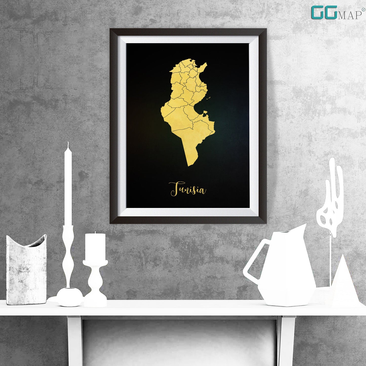 TUNISIA map - Tunisia gold map - Travel poster - Home Decor - Wall decor - Office map - Tunisia gift - GGmap - Tunisia poster