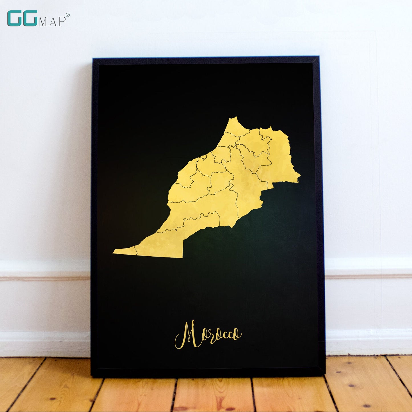 MOROCCO map - Morocco gold map - Travel poster - Home Decor - Wall decor - Office map - Morocco gift - GGmap - Morocco poster