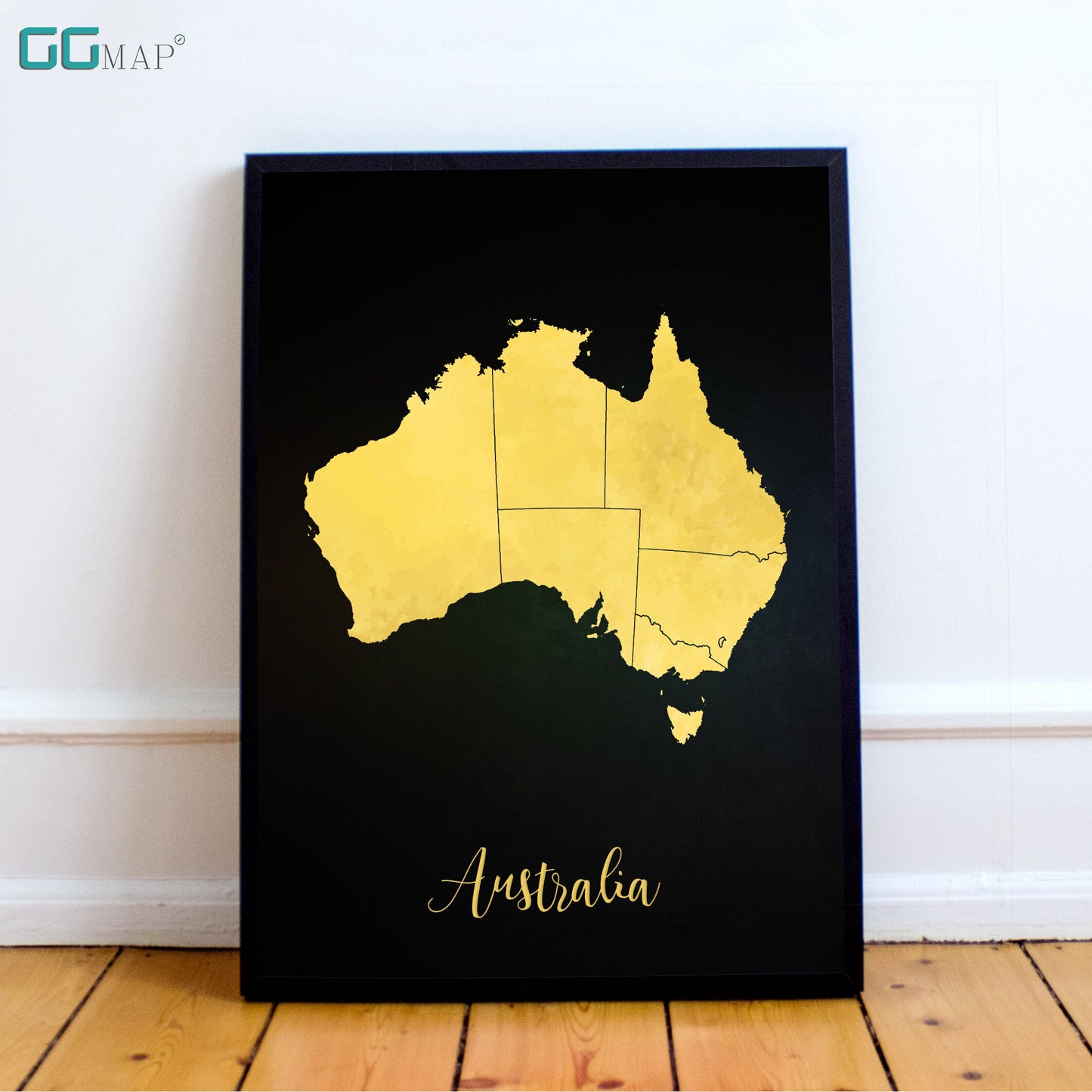 AUSTRALIA map - Australia gold map - Travel poster - Home Decor - Wall decor - Office map - Australia gift - GGmap - Australia poster