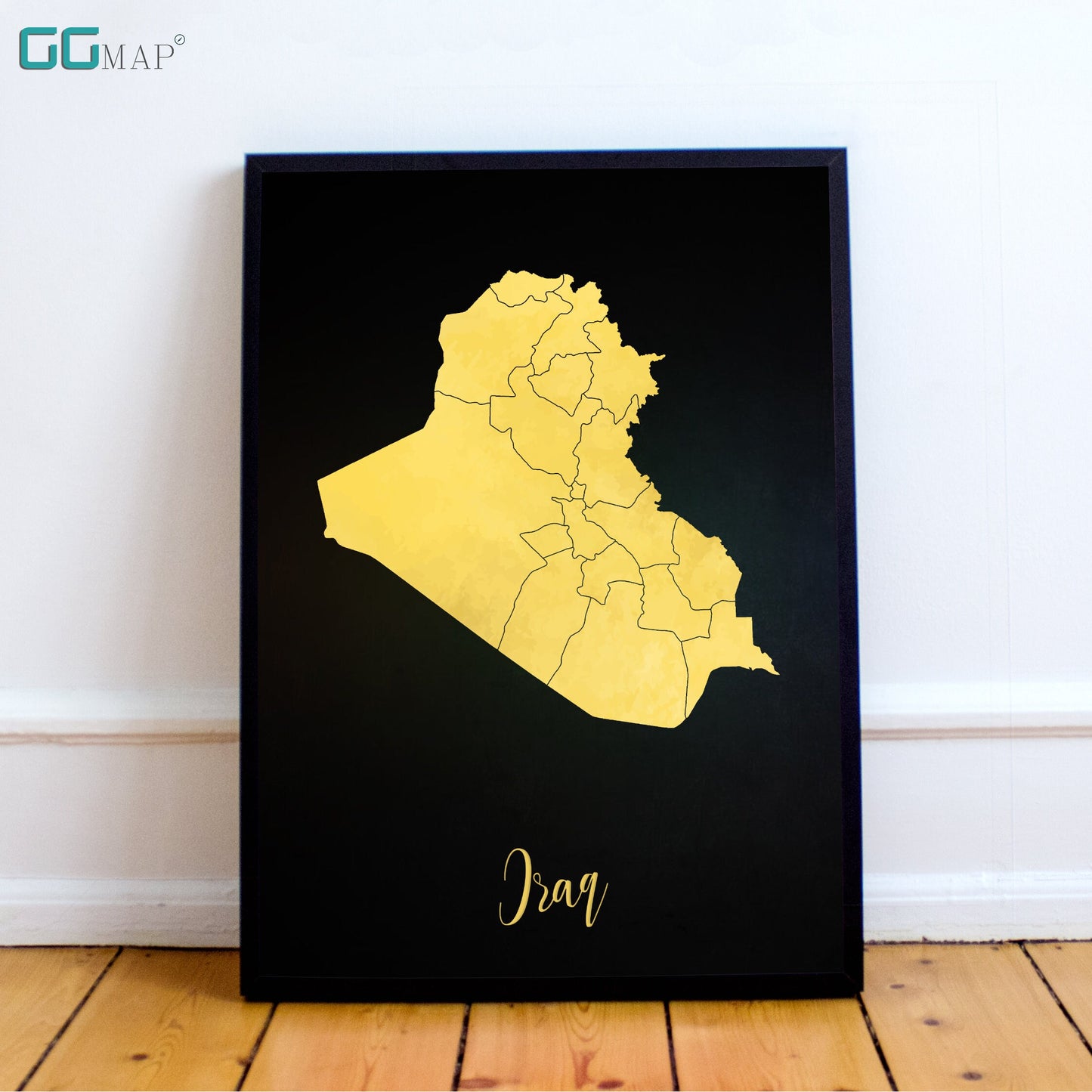 IRAQ map - Iraq gold map - Travel poster - Home Decor - Wall decor - Office map - Iraq gift - GGmap - Iraq poster