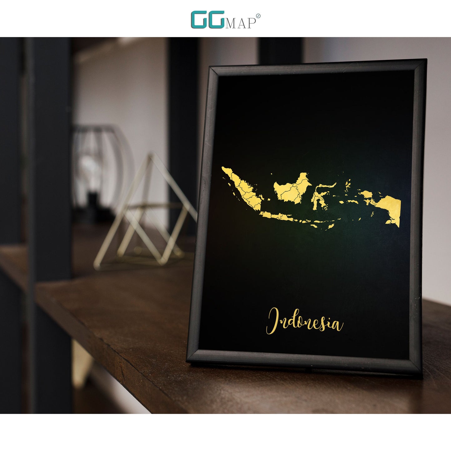 INDONESIA map - Indonesia gold map - Travel poster - Home Decor - Wall decor - Office map - Indonesia gift - GGmap - Indonesia poster