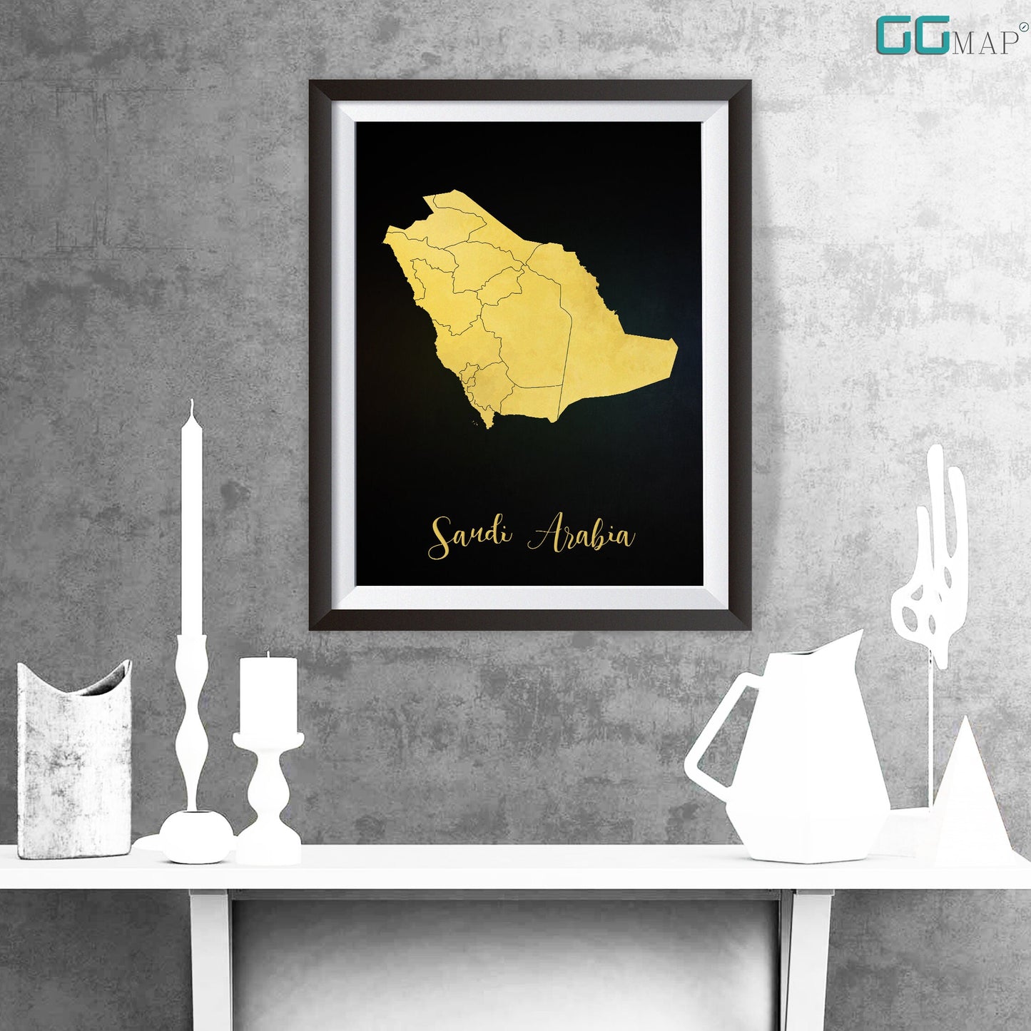 SAUDI ARABIA map - Saudi Arabia gold map - Travel poster - Home Decor - Wall decor - Office map - Saudi Arabia gift - GGmap-