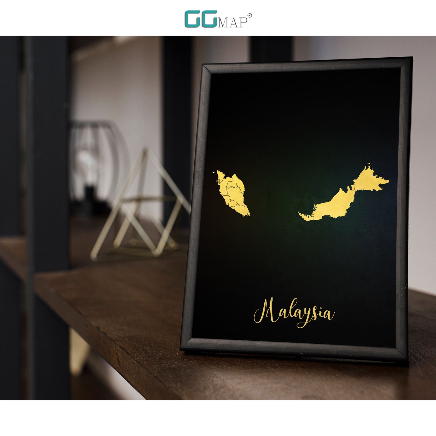 MALAYSIA map - Malaysia gold map - Travel poster - Home Decor - Wall decor - Office map - Malaysia gift - GGmap - Malaysia poster