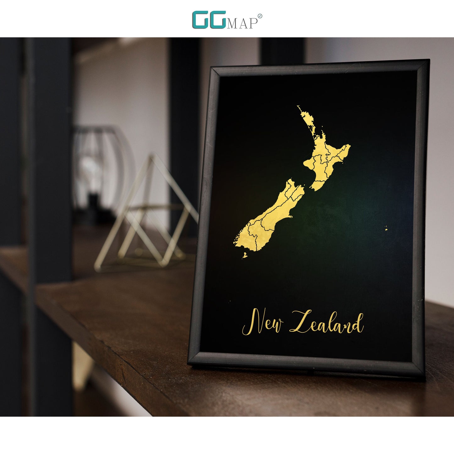 NEW ZEALAND map - New Zealand gold map - Travel poster - Home Decor - Wall decor - Office map - New Zealand gift - GGmap- New Zealand poster