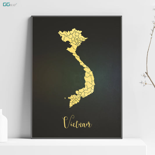 VIETNAM map - Vietnam gold map - Travel poster - Home Decor - Wall decor - Office map - Vietnam gift - GGmap - Vietnam poster