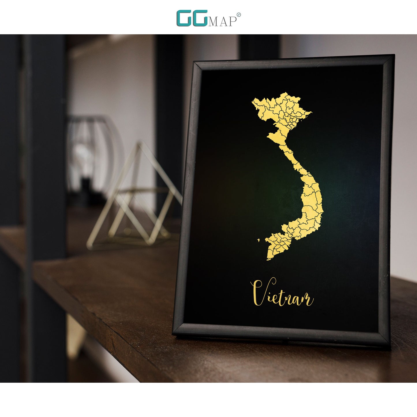 VIETNAM map - Vietnam gold map - Travel poster - Home Decor - Wall decor - Office map - Vietnam gift - GGmap - Vietnam poster