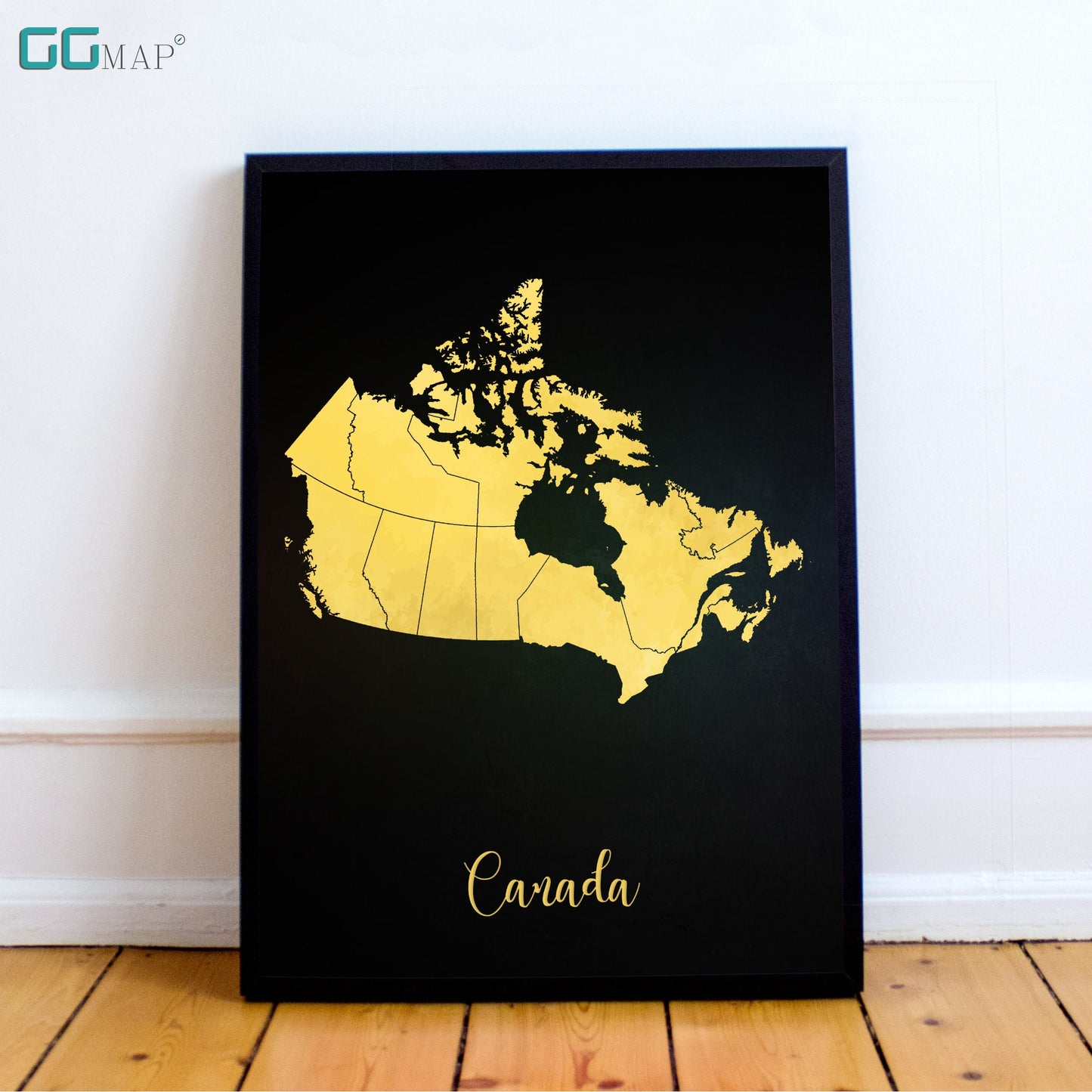 CANADA map - Canada gold map - Travel poster - Home Decor - Wall decor - Office map - Canada gift - GGmap - Canada poster