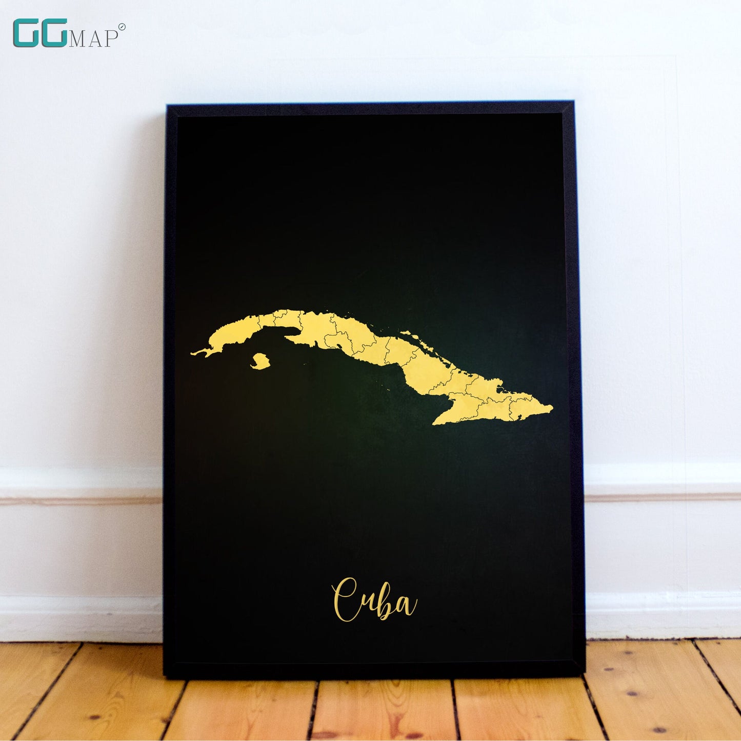 CUBA map - Cuba gold map - Travel poster - Home Decor - Wall decor - Office map - Cuba gift - GGmap - Cuba poster