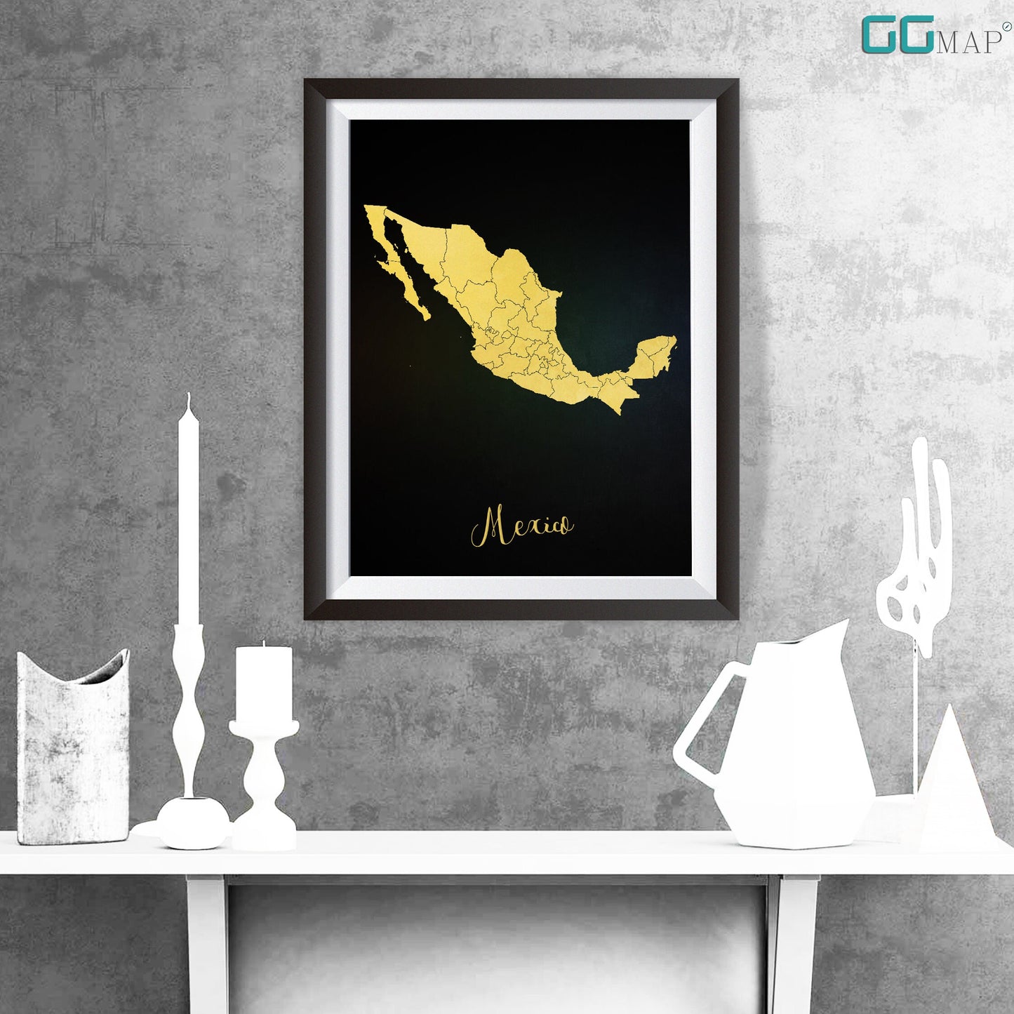 MEXICO map - Mexico gold map - Travel poster - Home Decor - Wall decor - Office map - Mexico gift - GGmap - Mexico poster