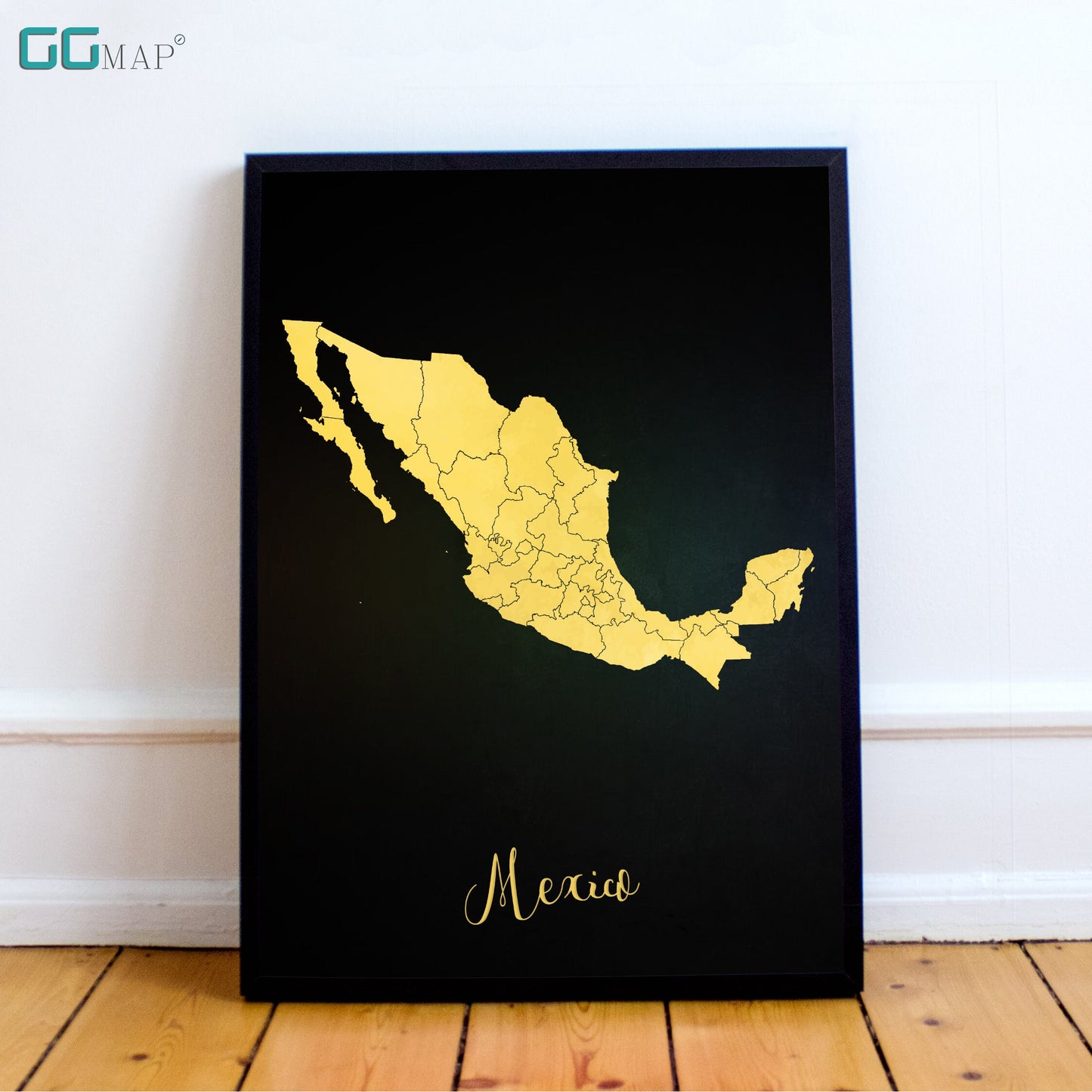 MEXICO map - Mexico gold map - Travel poster - Home Decor - Wall decor - Office map - Mexico gift - GGmap - Mexico poster