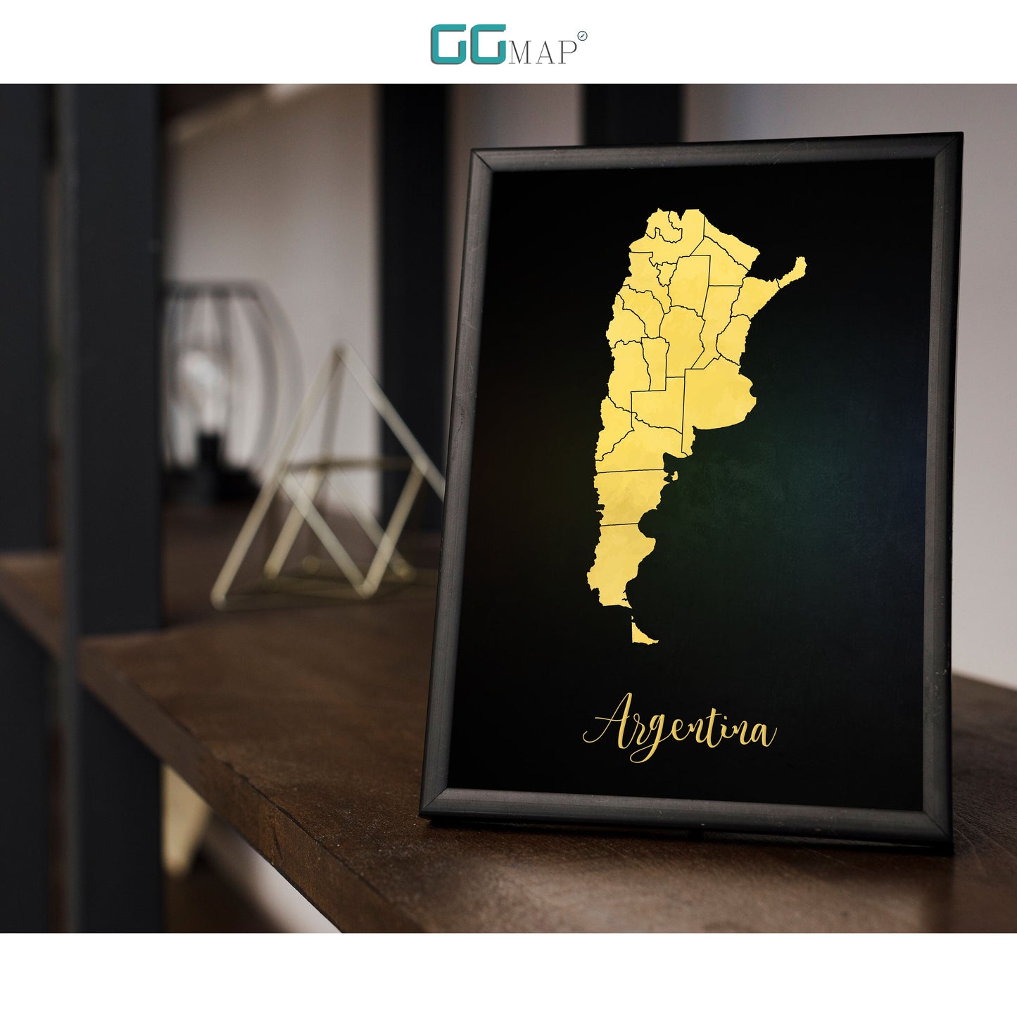 ARGENTINA map - Argentina gold map - Travel poster - Home Decor - Wall decor - Office map - Argentina gift - GGmap - Argentina poster