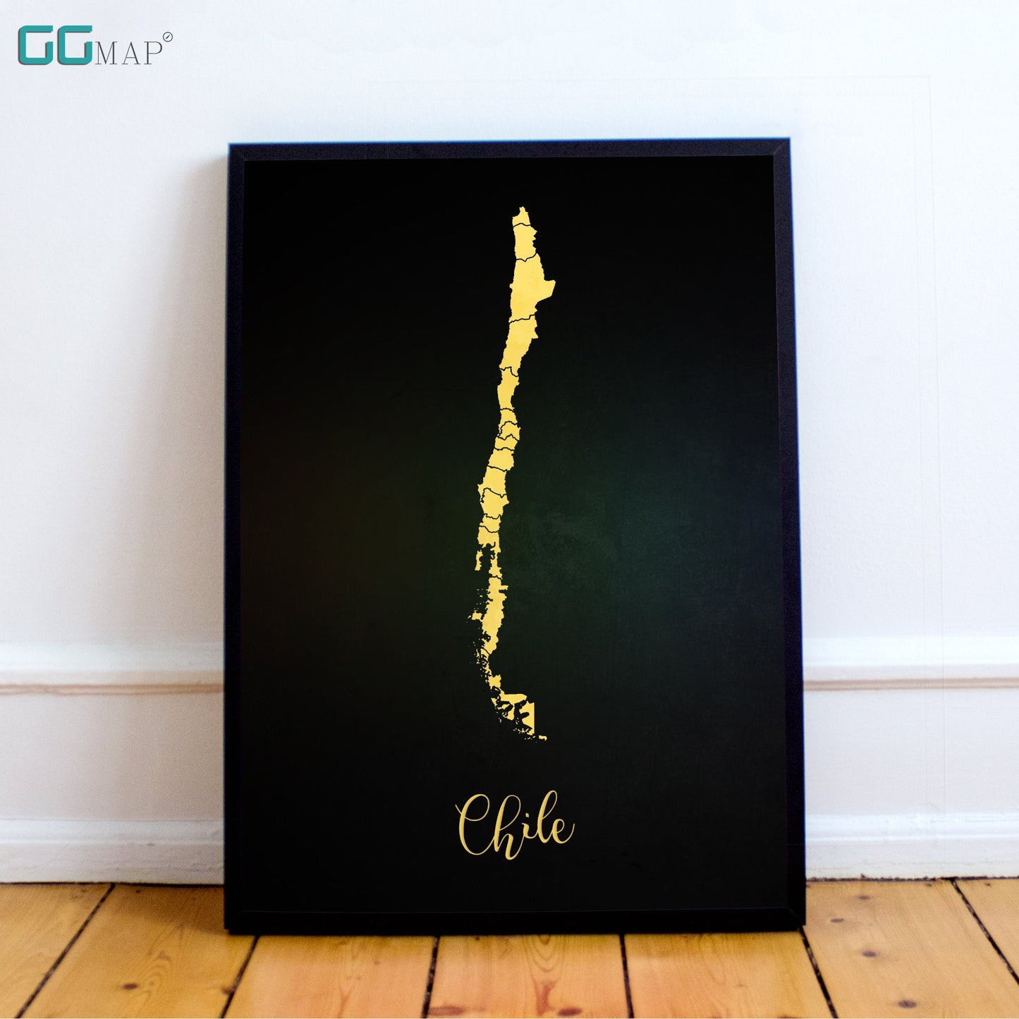 CHILE map - Chile gold map - Travel poster - Home Decor - Wall decor - Office map - Chile gift - GGmap - Chile poster