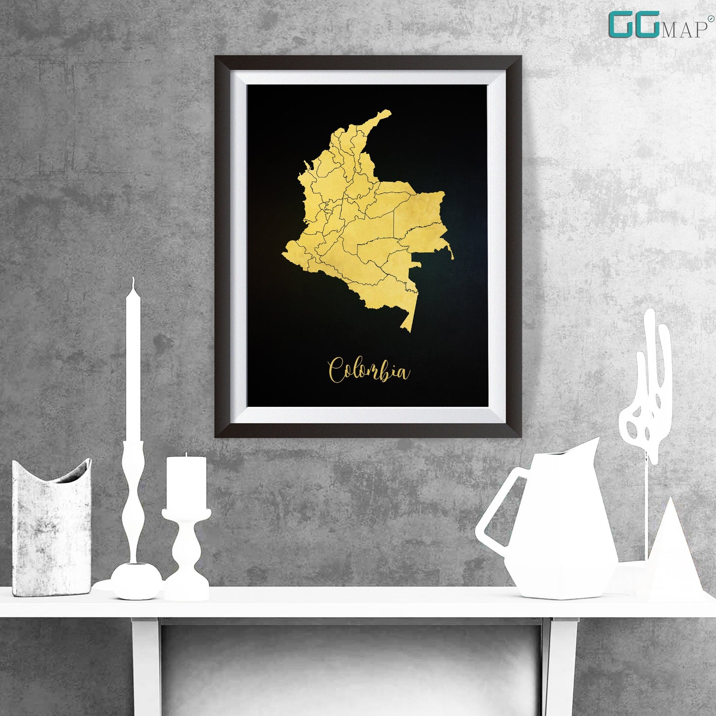 COLOMBIA map - Colombia gold map - Travel poster - Home Decor - Wall decor - Office map - Colombia gift - GGmap - Colombia poster