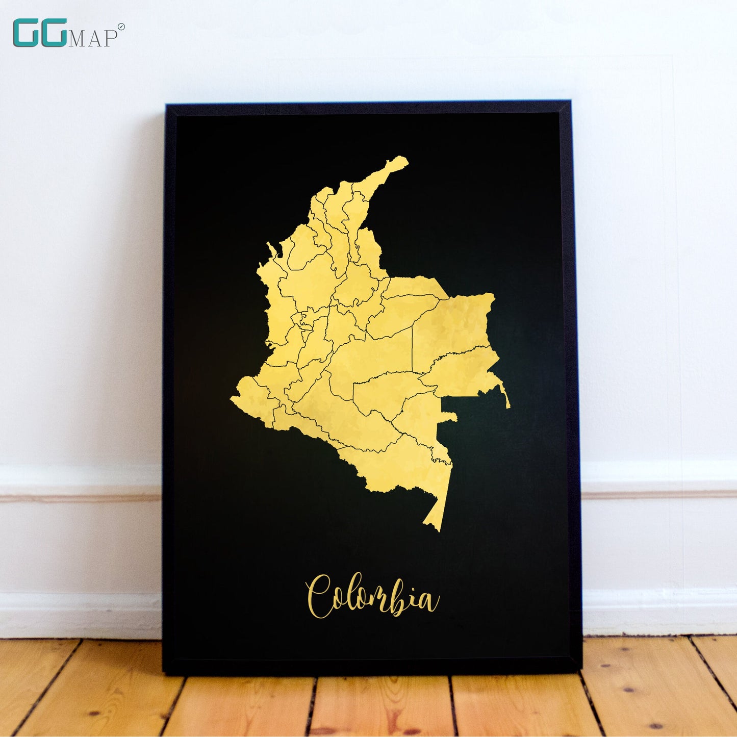 COLOMBIA map - Colombia gold map - Travel poster - Home Decor - Wall decor - Office map - Colombia gift - GGmap - Colombia poster