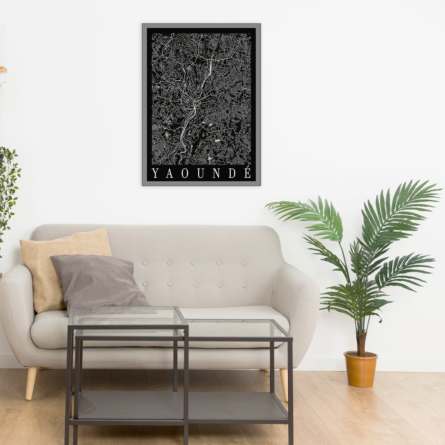 City map of YAOUNDE - Home Decor - Office map - Travel map - Print map - Poster city map - Yaounde map - GeoGIS Studio - Yaounde black map