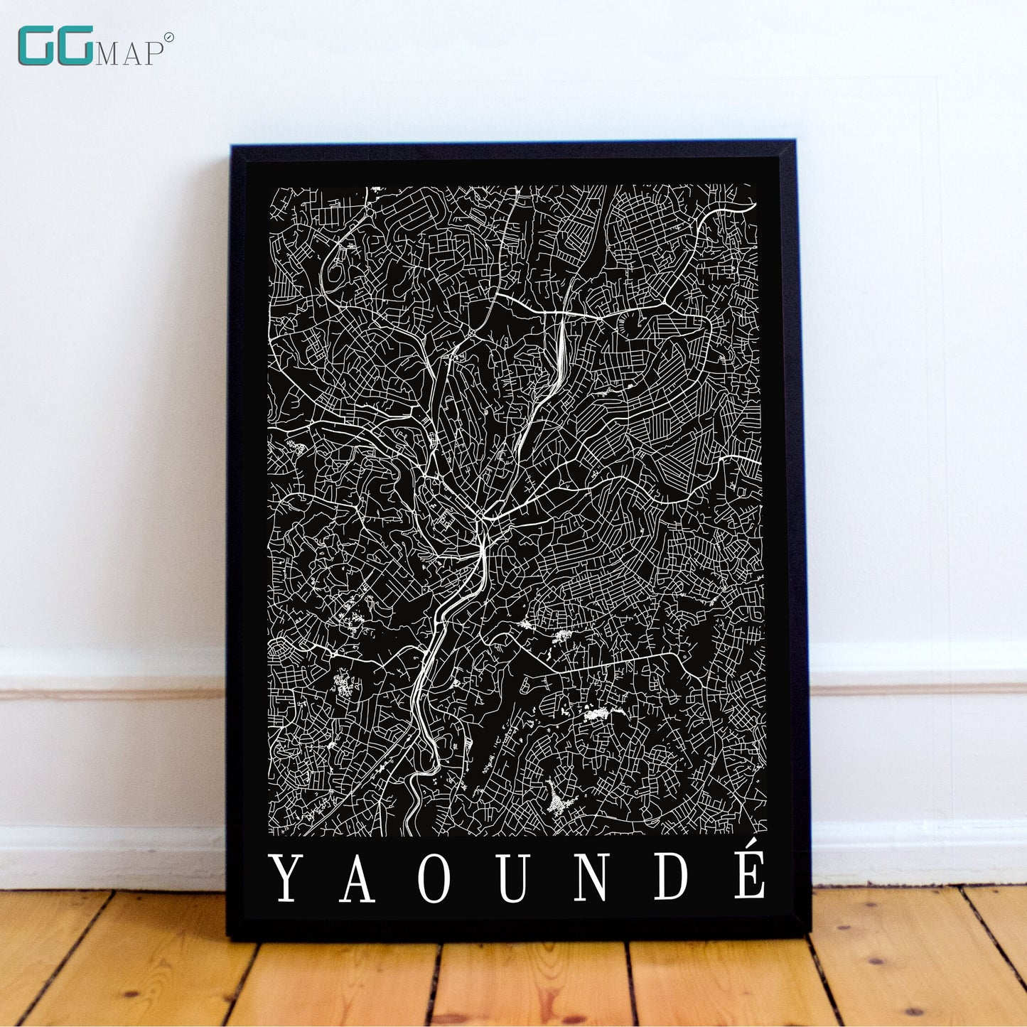 City map of YAOUNDE - Home Decor - Office map - Travel map - Print map - Poster city map - Yaounde map - GeoGIS Studio - Yaounde black map