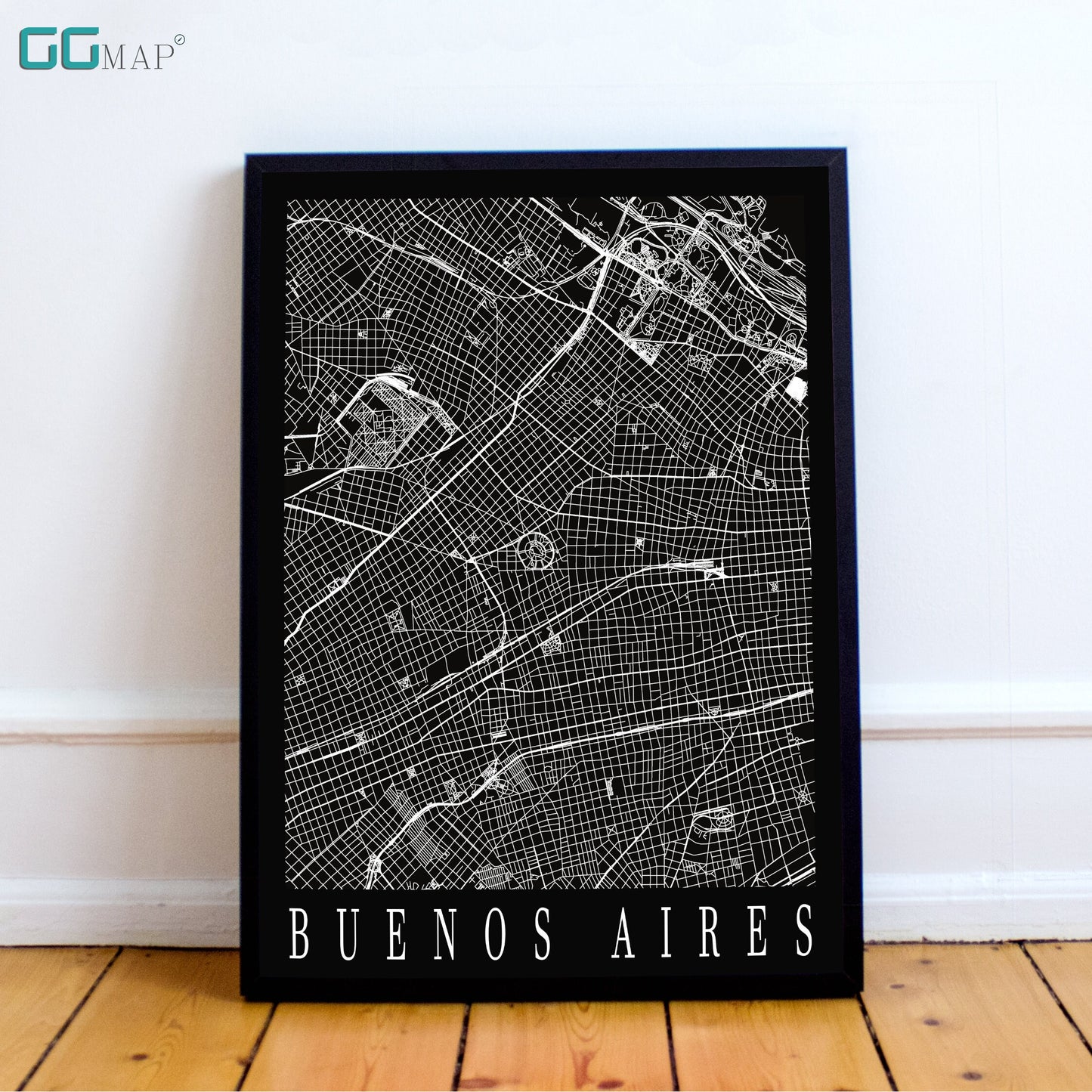 City map of BUENOS AIRES - Home Decor - Office map - Travel map-Print map-Poster city map-Buenos Aires map-GeoGIS Studio-Buenos A. black map