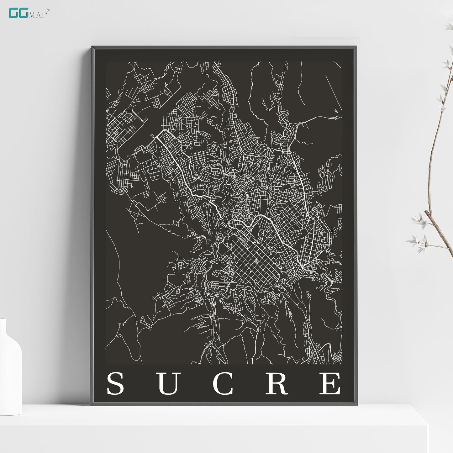 a black and white poster of a city map