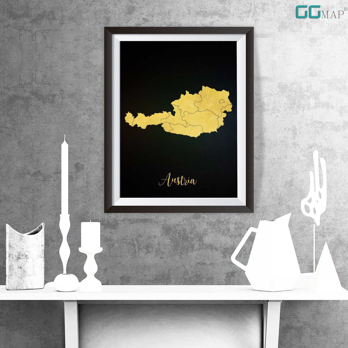 AUSTRIA map - Austria gold map - Travel poster - Home Decor - Wall decor - Office map - Austria gift - GeoGIS studio