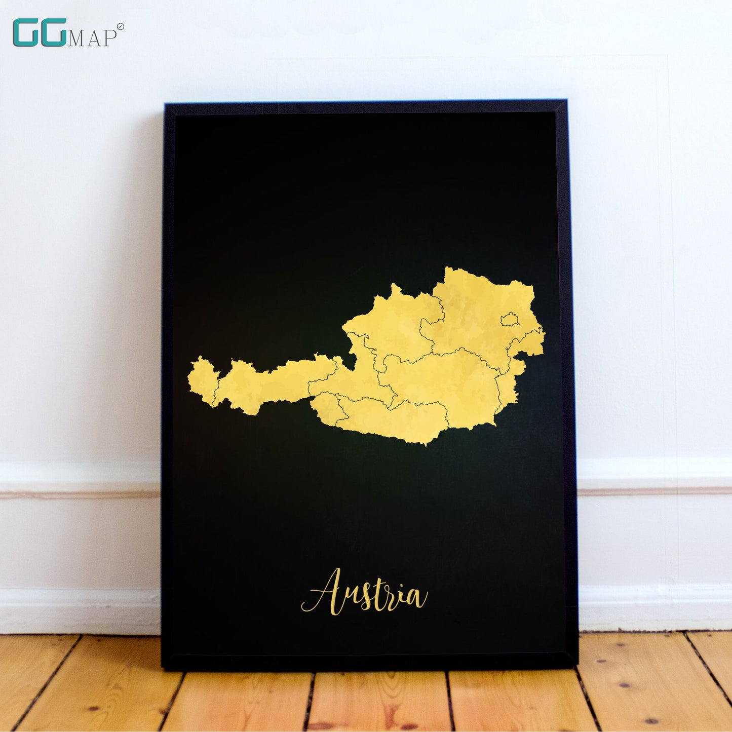 AUSTRIA map - Austria gold map - Travel poster - Home Decor - Wall decor - Office map - Austria gift - GeoGIS studio