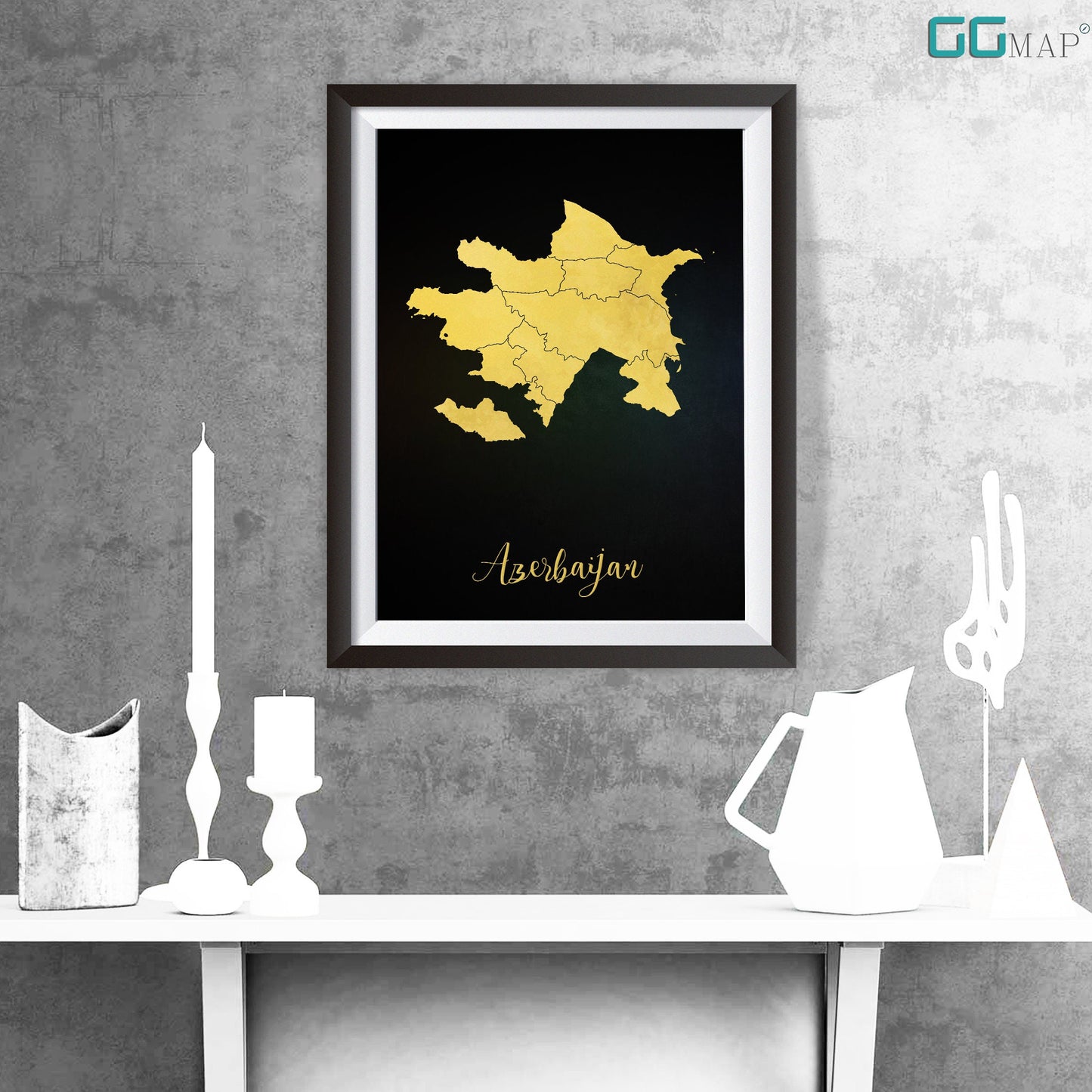 AZERBAIJAN map - Azerbaijan gold map - Travel poster - Home Decor - Wall decor - Office map - Azerbaijan gift - GeoGIS studio