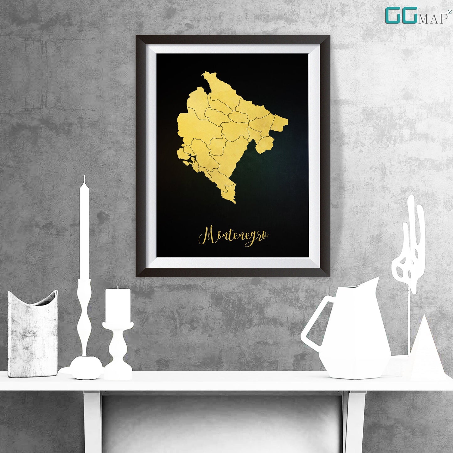 MONTENEGRO map - Montenegro gold map - Travel poster - Home Decor - Wall decor - Office map - Montenegro gift - GeoGIS studio