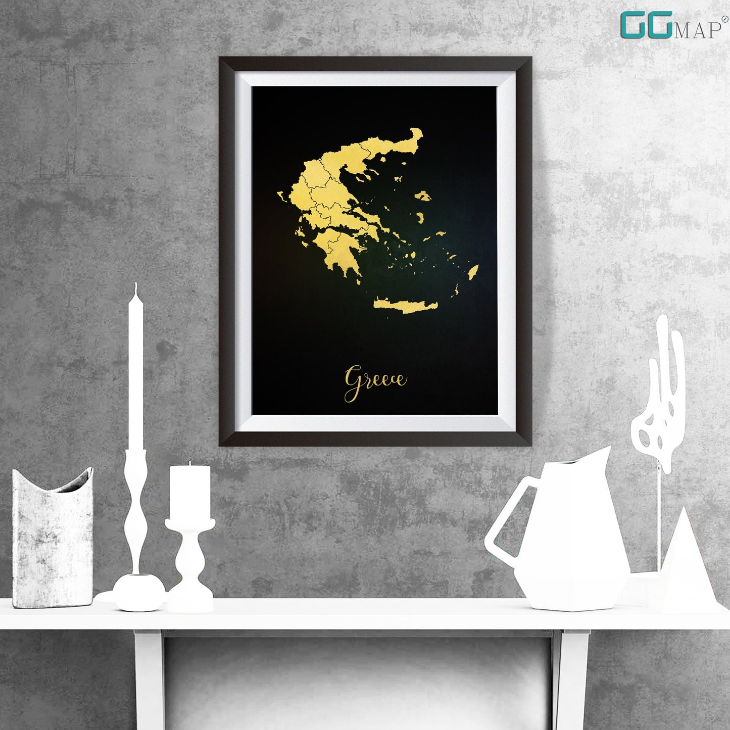 GREECE map - Greece gold map - Travel poster - Home Decor - Wall decor - Office map - Greece gift - GeoGIS studio