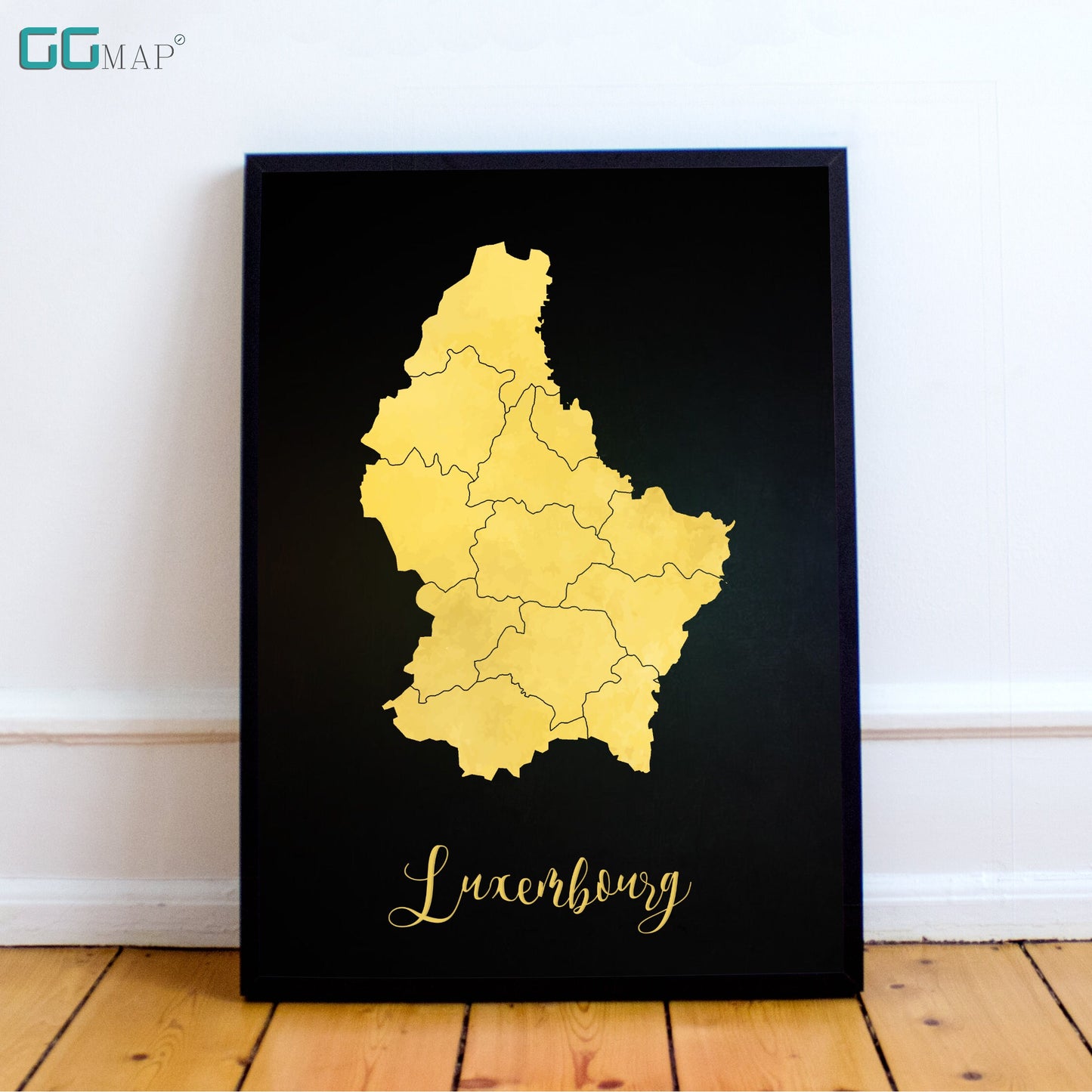 LUXEMBOURG map - Luxembourg gold map - Travel poster - Home Decor - Wall decor - Office map - Luxembourg gift - GeoGIS studio