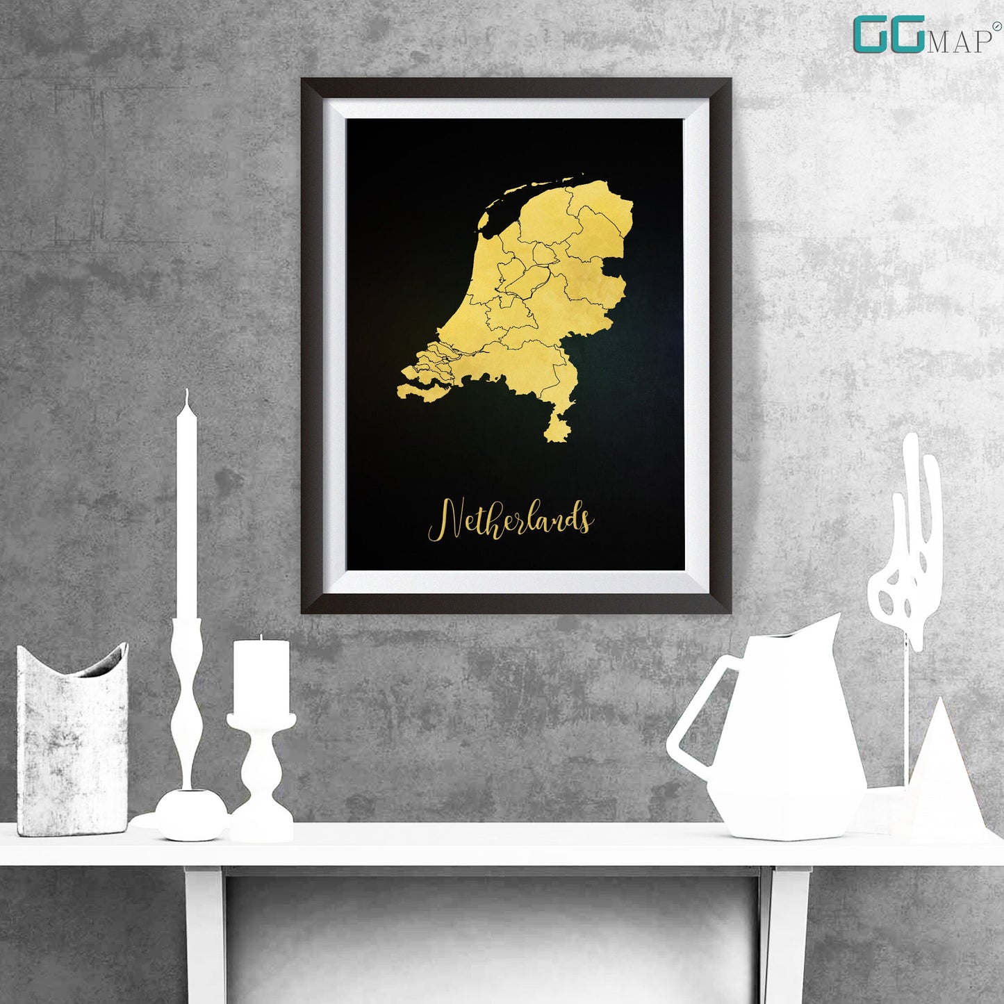 NETHERLANDS map - Netherlands gold map - Travel poster - Home Decor - Wall decor - Office map - Netherlands gift - GeoGIS studio