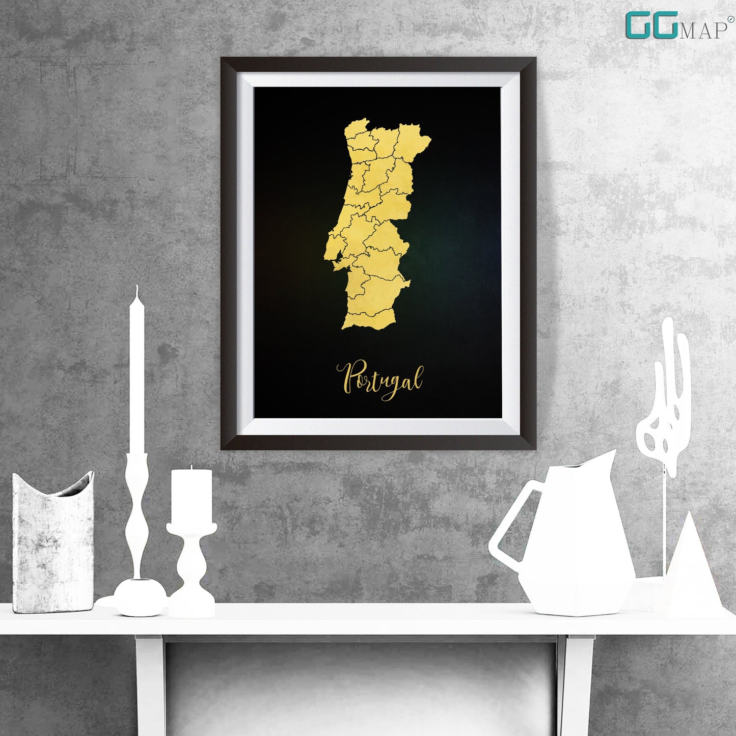 PORTUGAL map - Portugal gold map - Travel poster - Home Decor - Wall decor - Office map - Portugal gift - GeoGIS studio