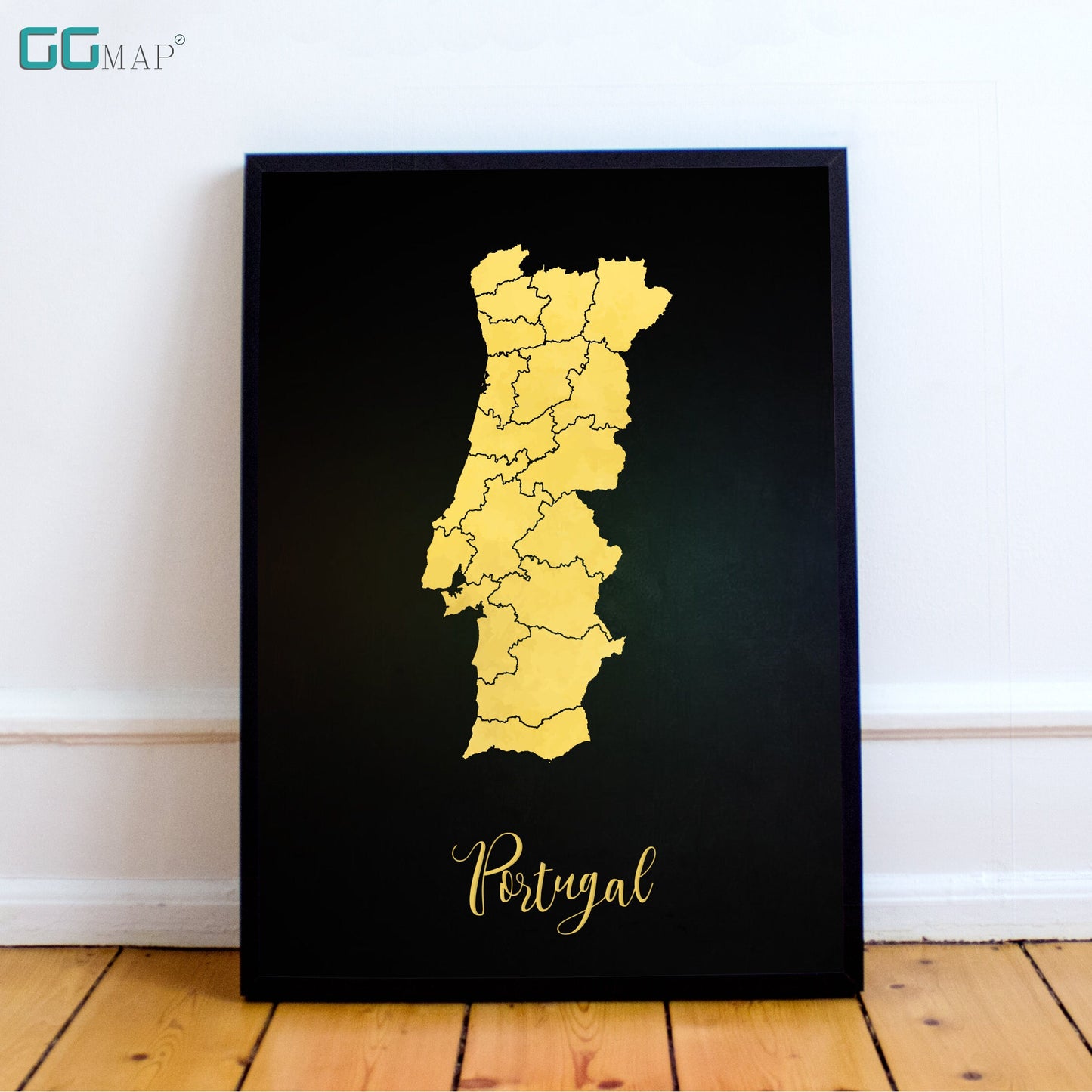 PORTUGAL map - Portugal gold map - Travel poster - Home Decor - Wall decor - Office map - Portugal gift - GeoGIS studio