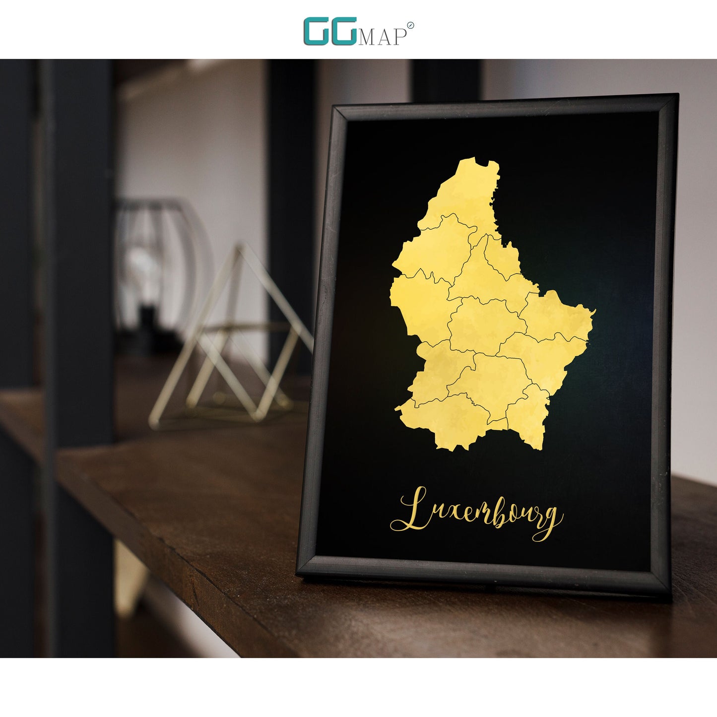 LUXEMBOURG map - Luxembourg gold map - Travel poster - Home Decor - Wall decor - Office map - Luxembourg gift - GeoGIS studio