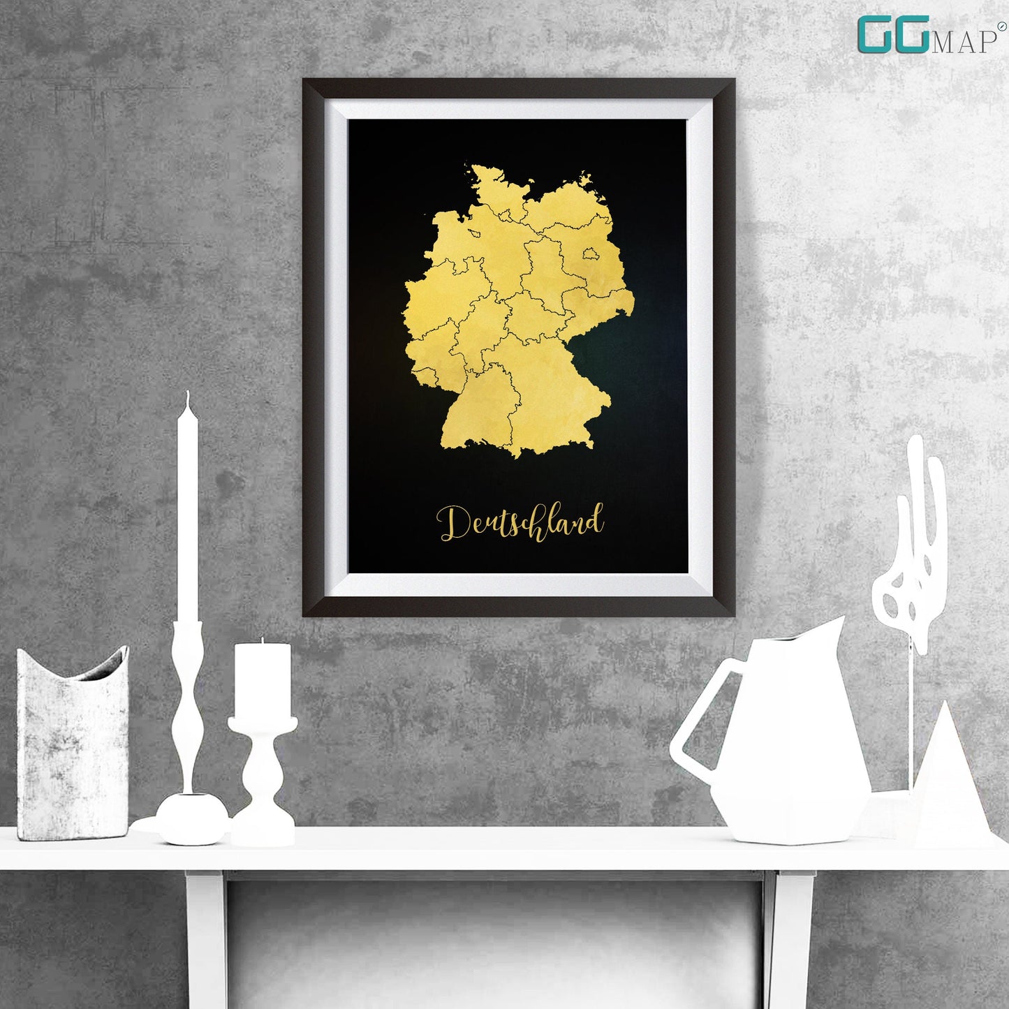 DEUTSCHLAND map - Deutschland gold map - Travel poster - Home Decor - Wall decor - Office map - Deutschland gift - GeoGIS studio