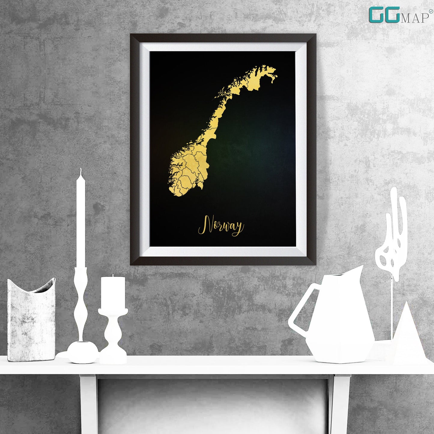 NORWAY map - Norway gold map - Travel poster - Home Decor - Wall decor - Office map - Norway gift - GeoGIS studio