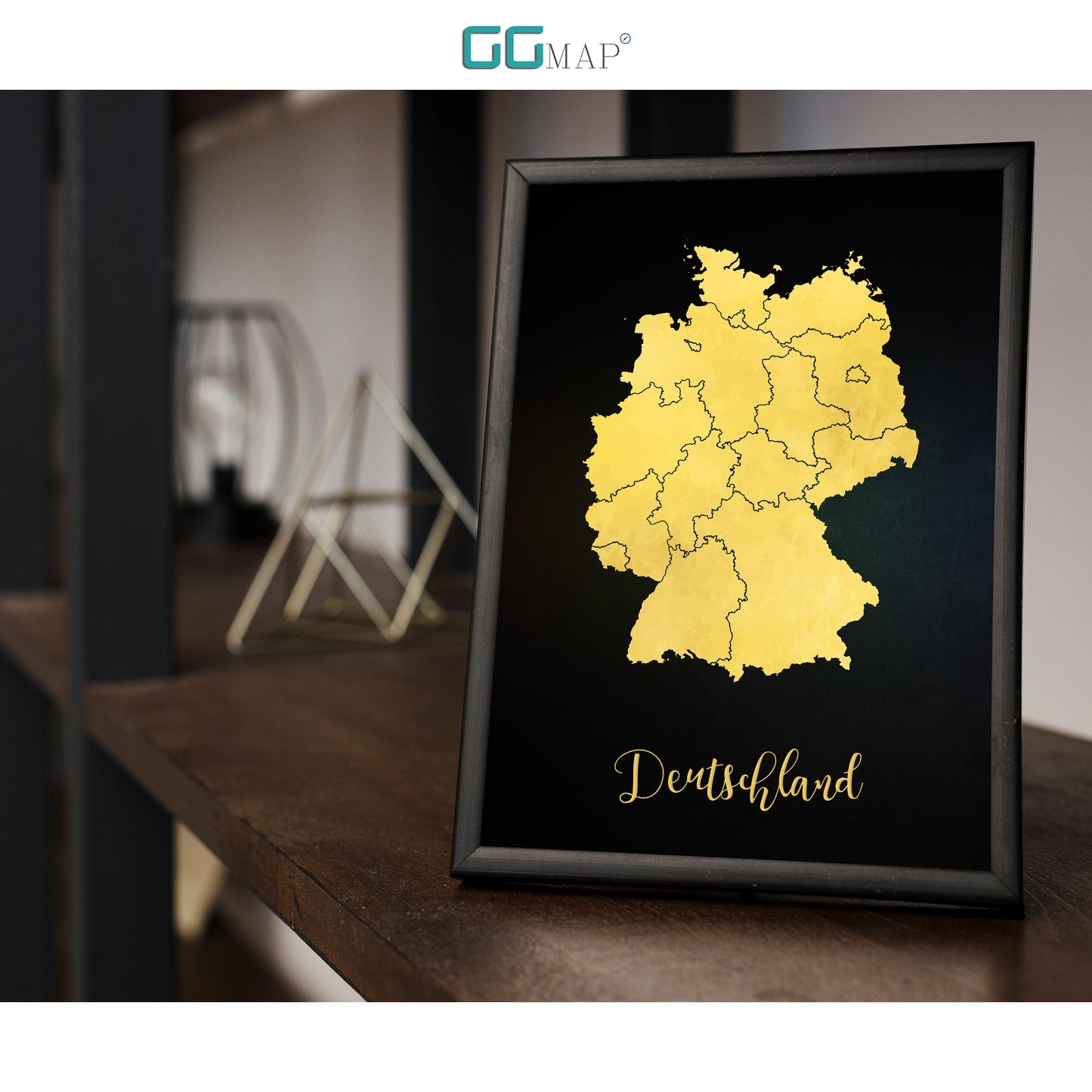 DEUTSCHLAND map - Deutschland gold map - Travel poster - Home Decor - Wall decor - Office map - Deutschland gift - GeoGIS studio