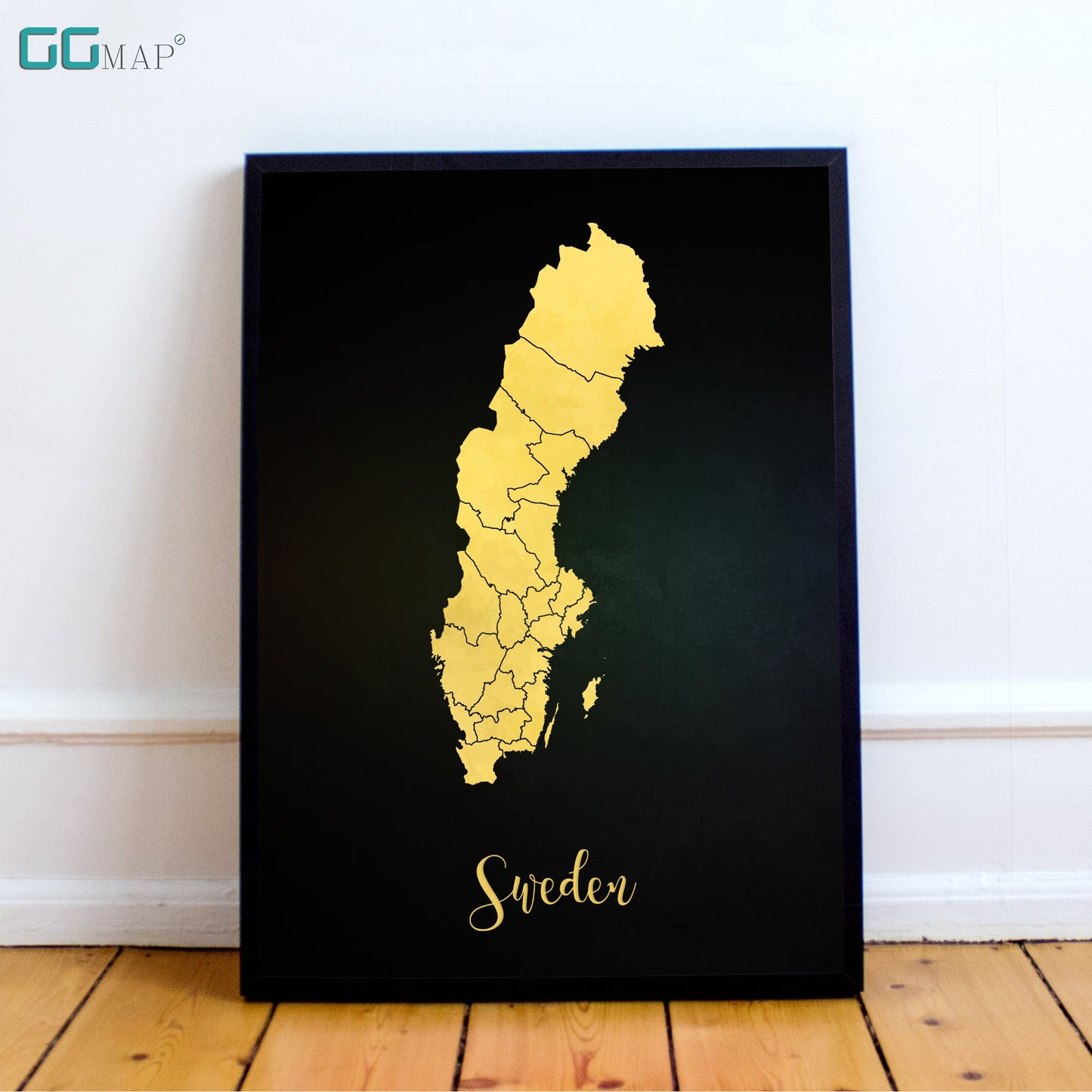 SWEDEN map - Sweden gold map - Travel poster - Home Decor - Wall decor - Office map - Sweden gift - GeoGIS studio