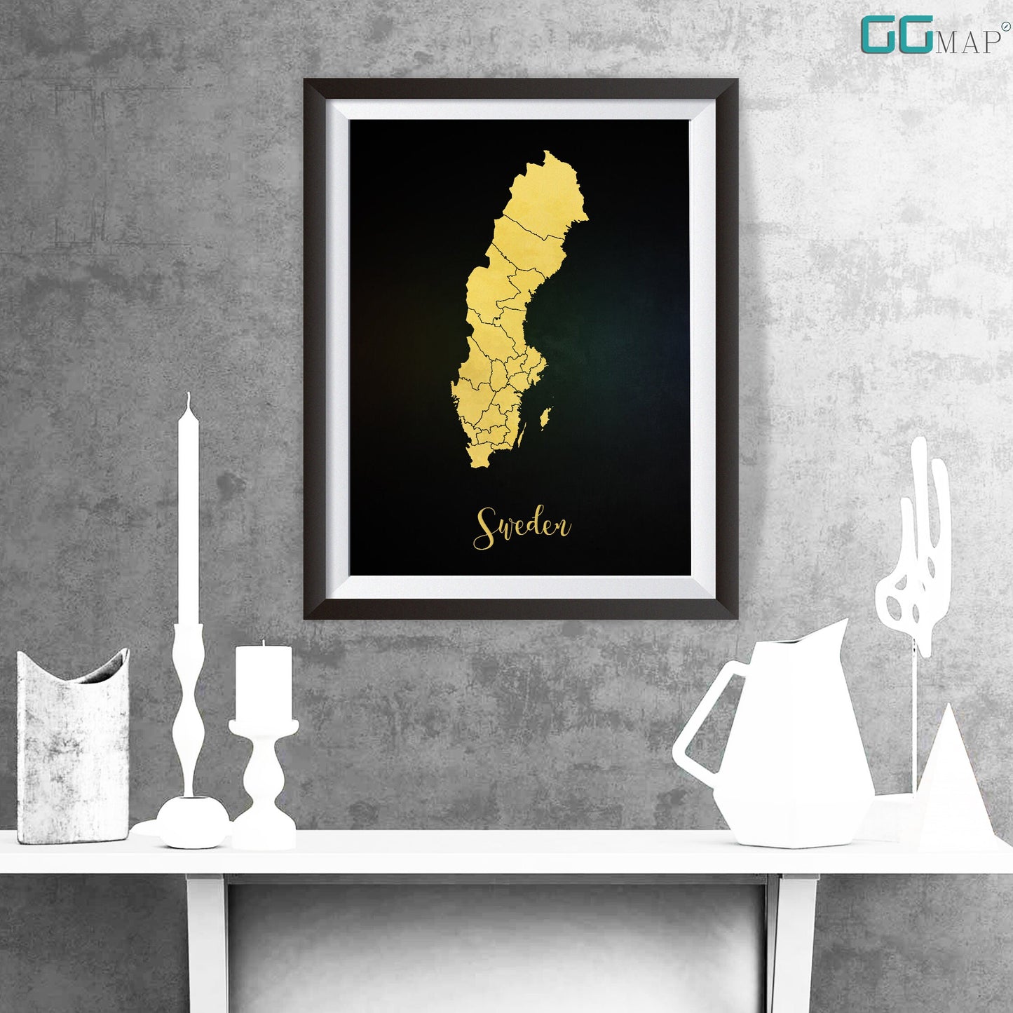 SWEDEN map - Sweden gold map - Travel poster - Home Decor - Wall decor - Office map - Sweden gift - GeoGIS studio