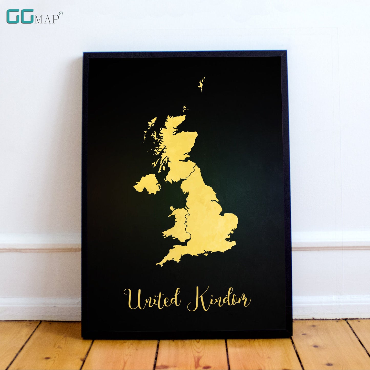 UNITED KINGDOM map - United Kingdom gold map - Travel poster - Home Decor - Wall decor - Office map - United Kingdom gift - GeoGIS studio