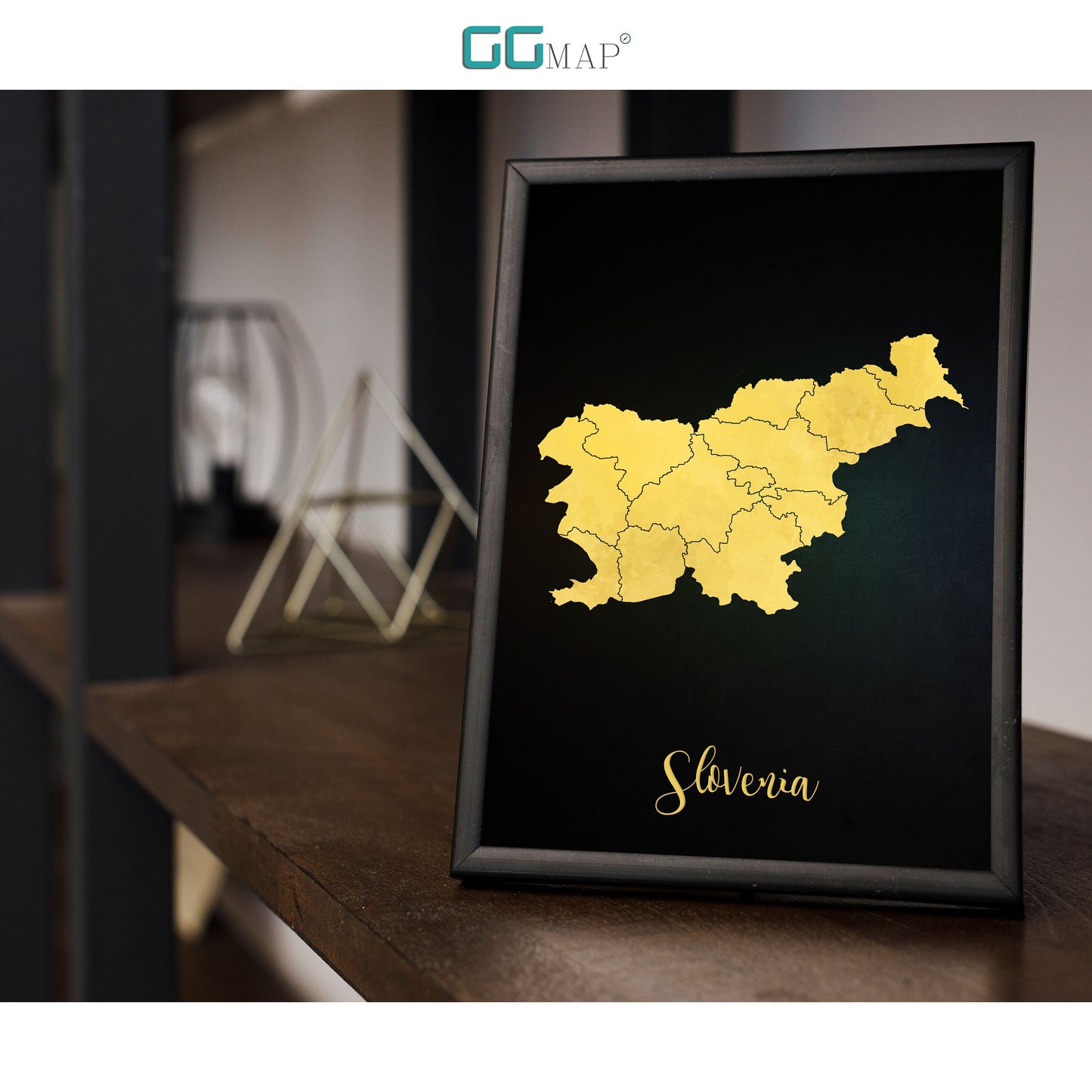 SLOVENIA map - Slovenia gold map - Travel poster - Home Decor - Wall decor - Office map - Slovenia gift - GeoGIS studio