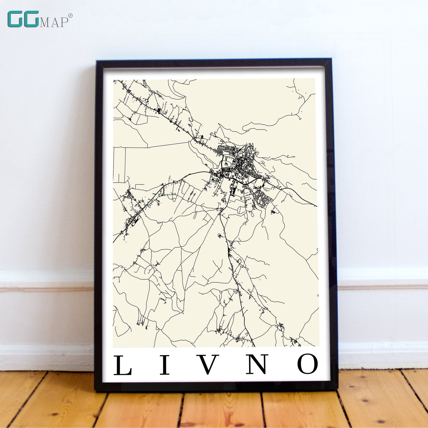 City map of LIVNO - Home Decor - Wall decor - Office map - Travel map - Print map - Poster city map - Livno map