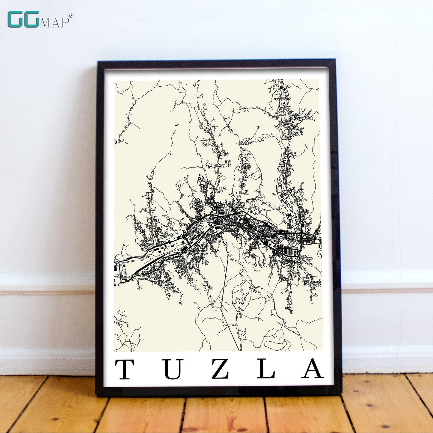 City map of TUZLA - Home Decor - Wall decor - Office map - Travel map - Print map - Poster city map - Tuzla map - GeoGIS Studio