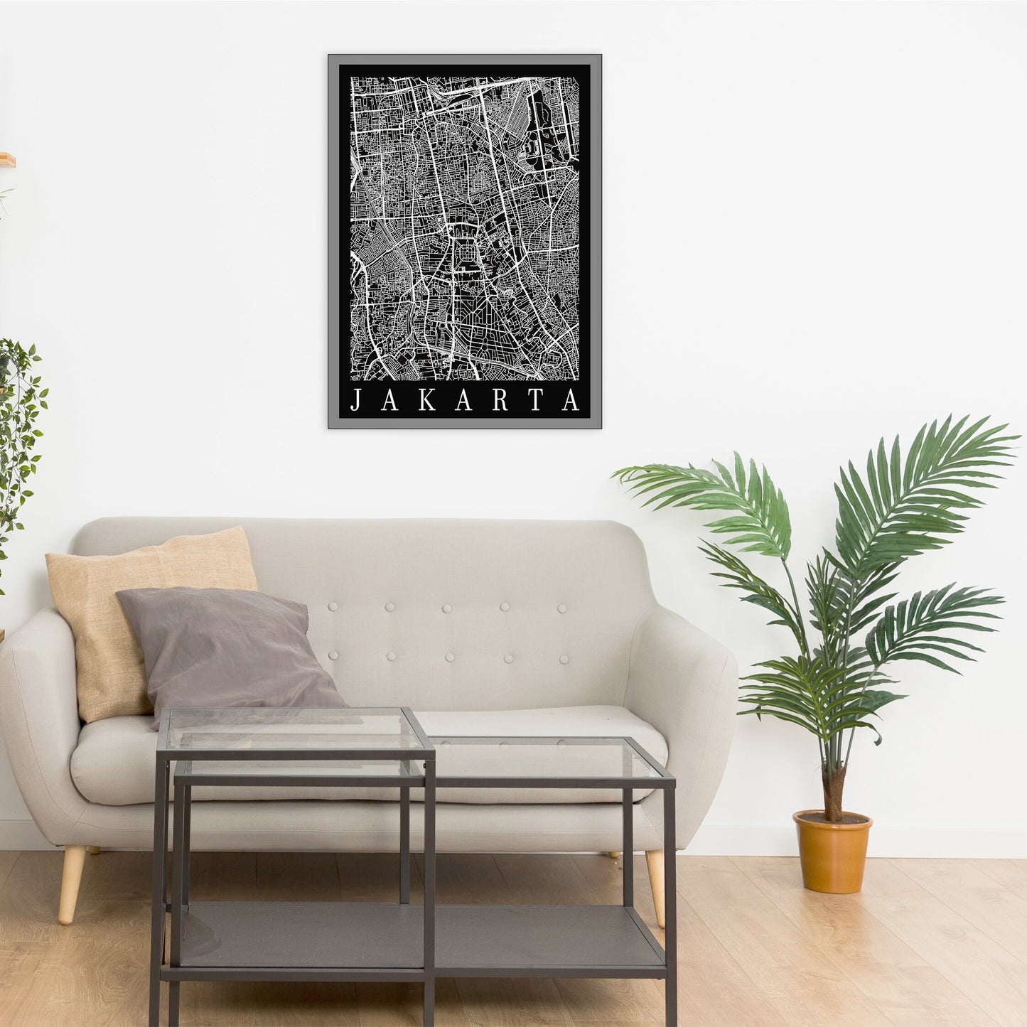 City map of JAKARTA - Home Decor - Office map - Travel map - Print map - Poster city map - JAKARTA map - GeoGIS Studio - Jakarta black map