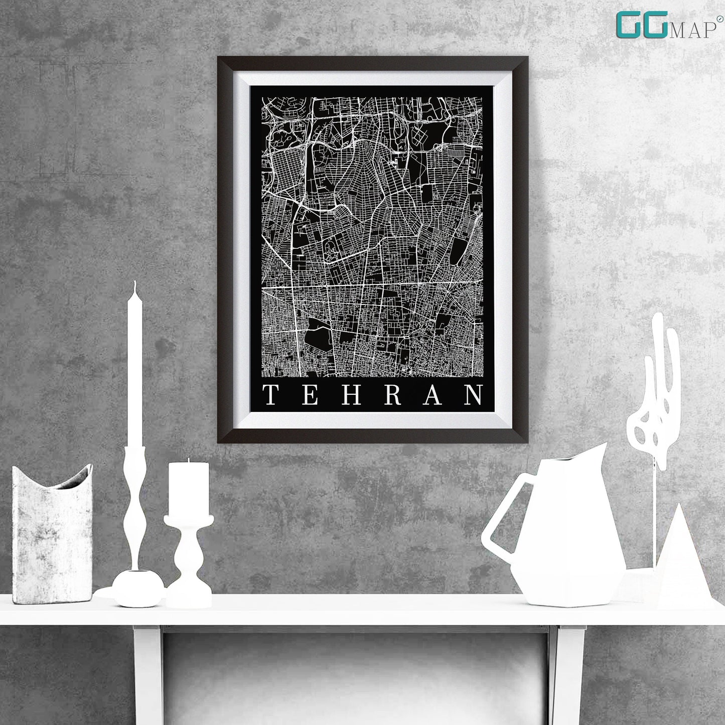 City map of TEHRAN - Home Decor - Office map - Travel map - Print map - Poster city map - Tehran map - GeoGIS Studio - Tehran black map