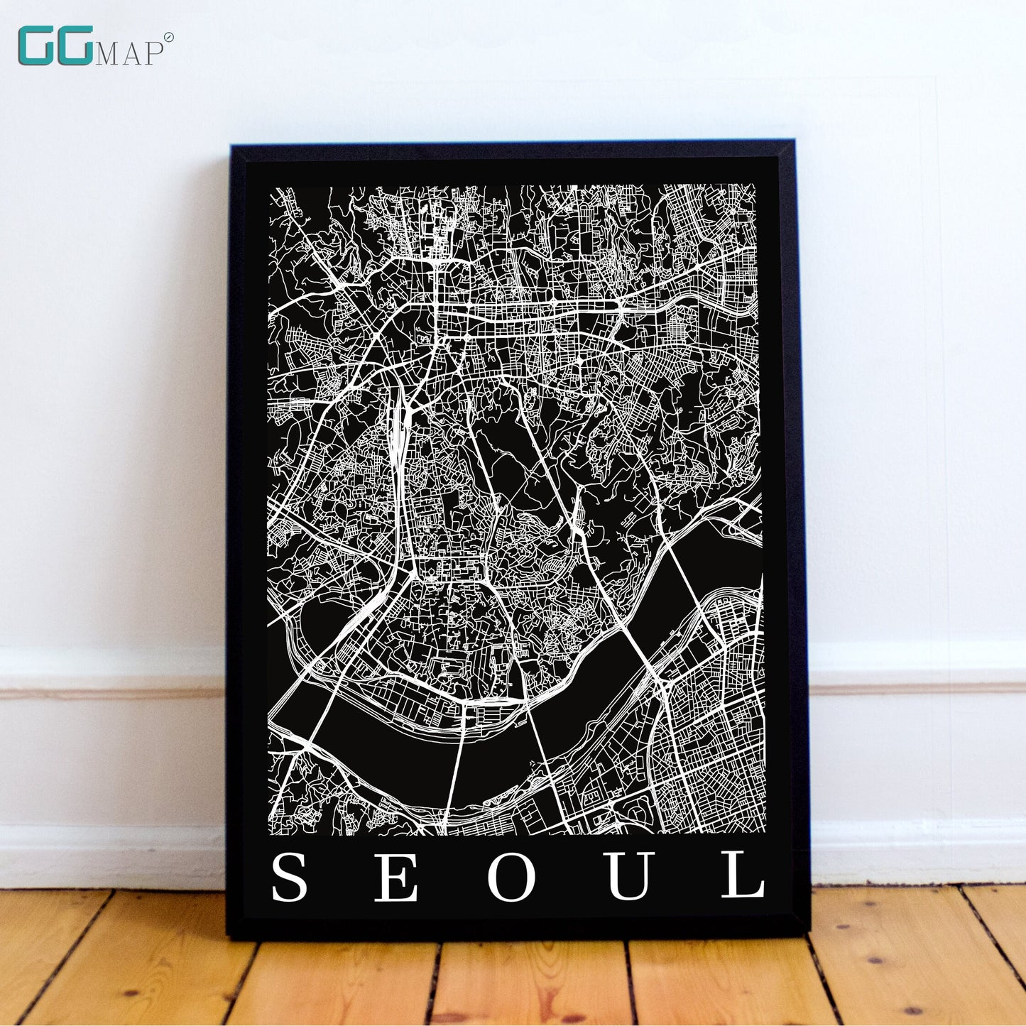 City map of SEOUL - Home Decor - Wall decor -Office map - Travel map- Print map -Poster city map - Seoul map- GeoGIS Studio -Seoul black map