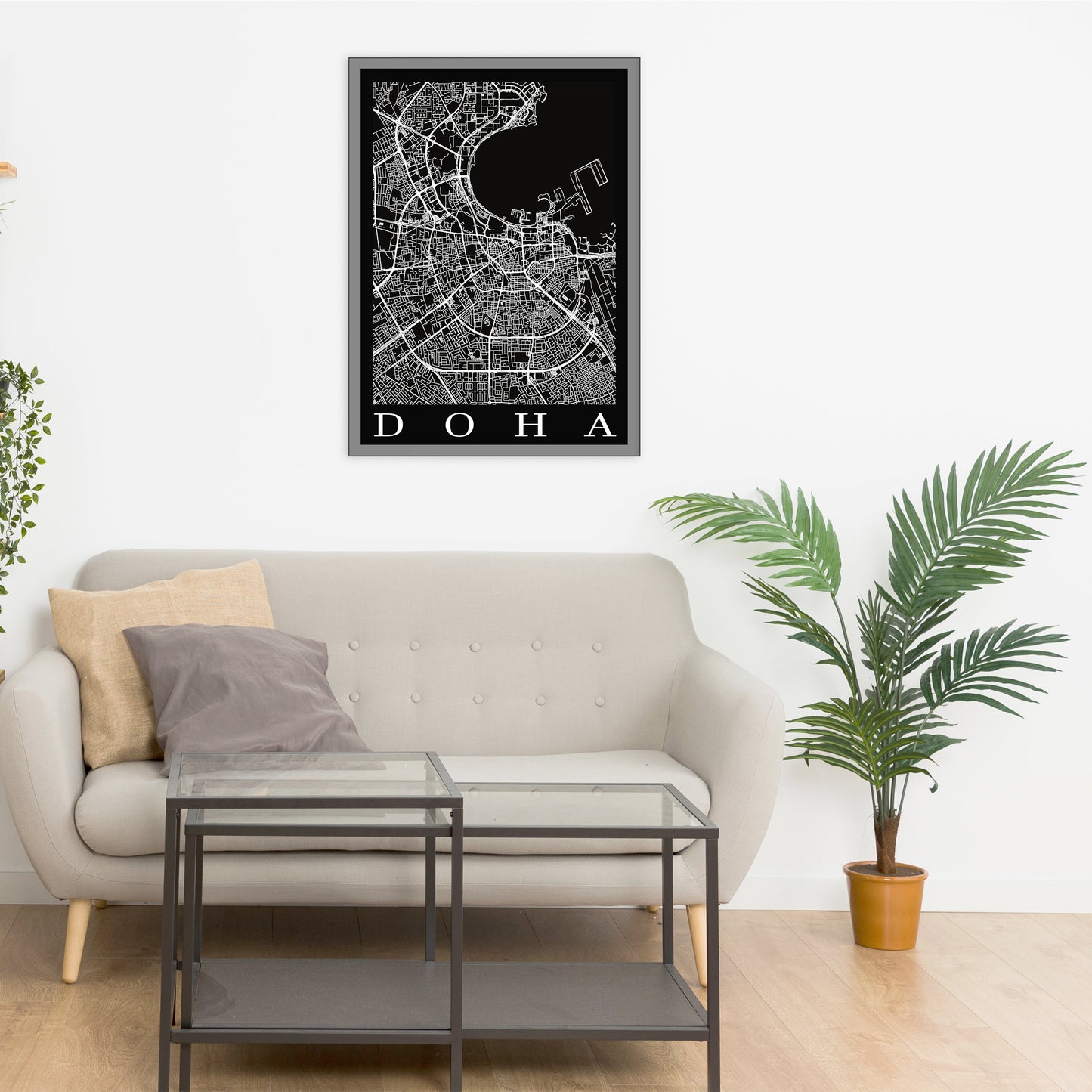 City map of DOHA - Home Decor - Wall decor - Office map - Travel map - Print map -Poster city map - Doha map - GeoGIS Studio- Doha black map