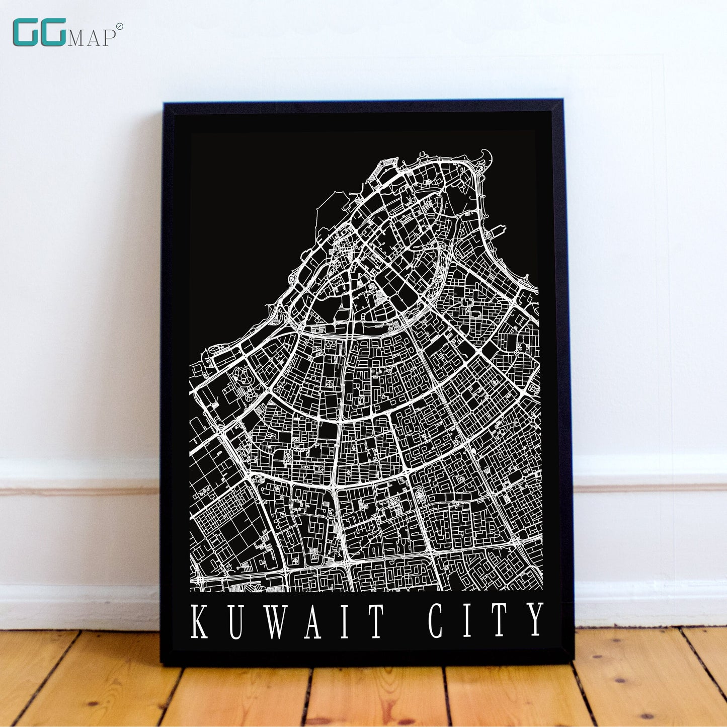 City map of KUWAIT CITY - Home Decor - Wall decor - Office map - Travel map - Print map - Poster city map - Kuwait black map - GeoGIS Studio