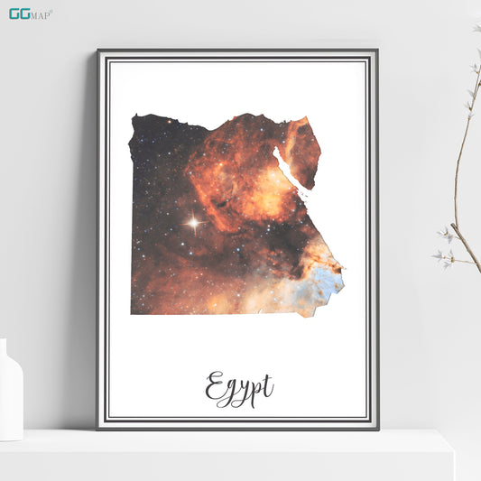 a framed photograph of the shape of egypt