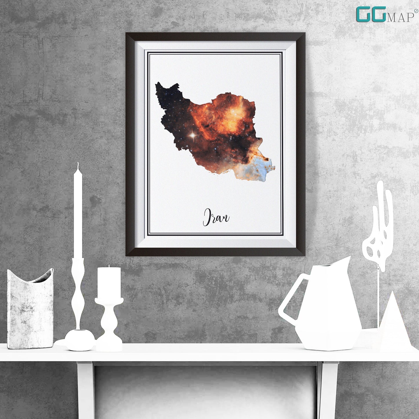 IRAN map - Iran Omega nebula map - Travel poster - Home Decor - Wall decor - Office map - Iran gift - GGmap - Iran poster