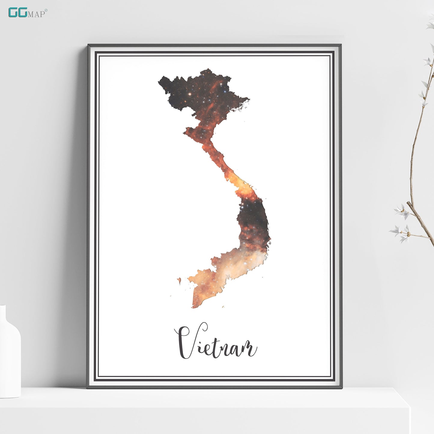 a picture of a watercolor map of vietnam